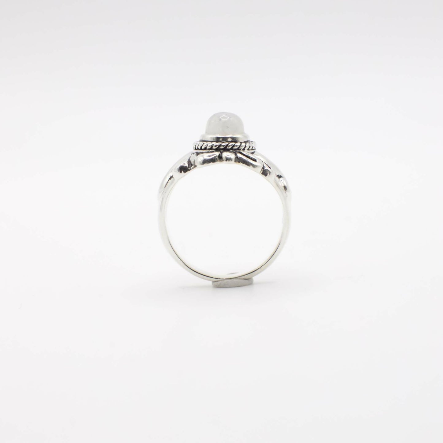 Vintage Genuine Moonstone and Sterling Silver Enamel Sun Ring