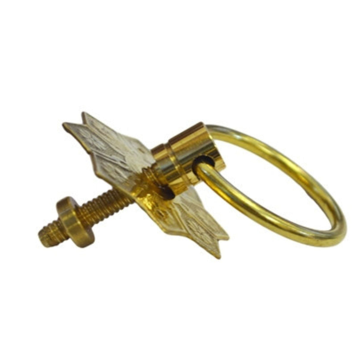 Brass Eastlake Ring Pull with Detailed Victorian 1870's Polished Brass