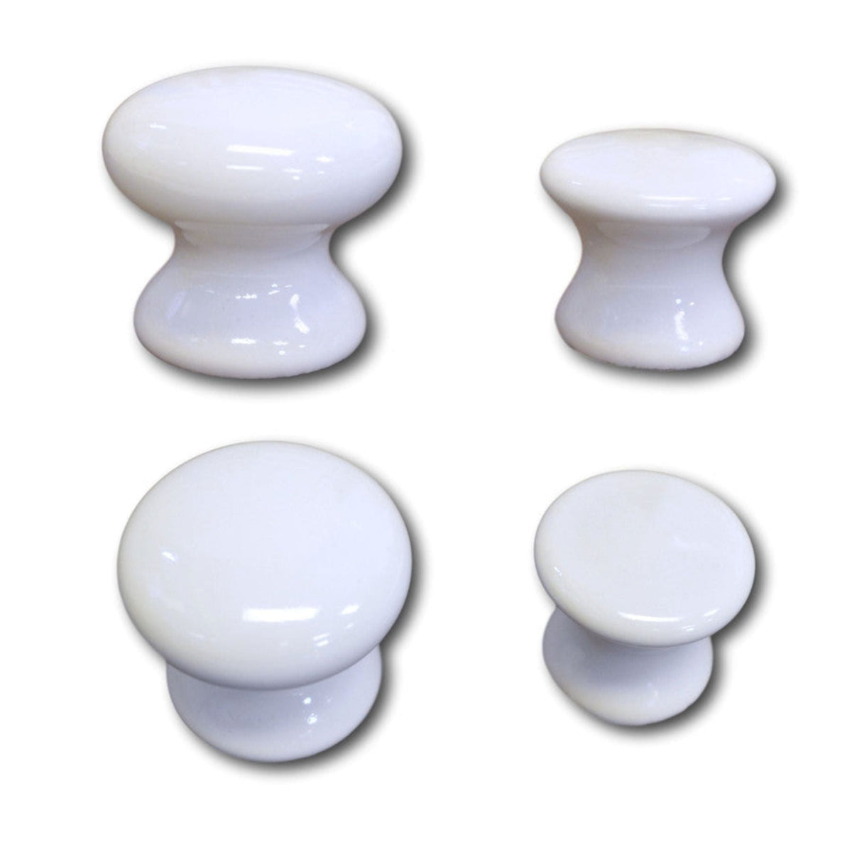 Porcelain Knob, 1" or 1.25" White - Rear Mounted