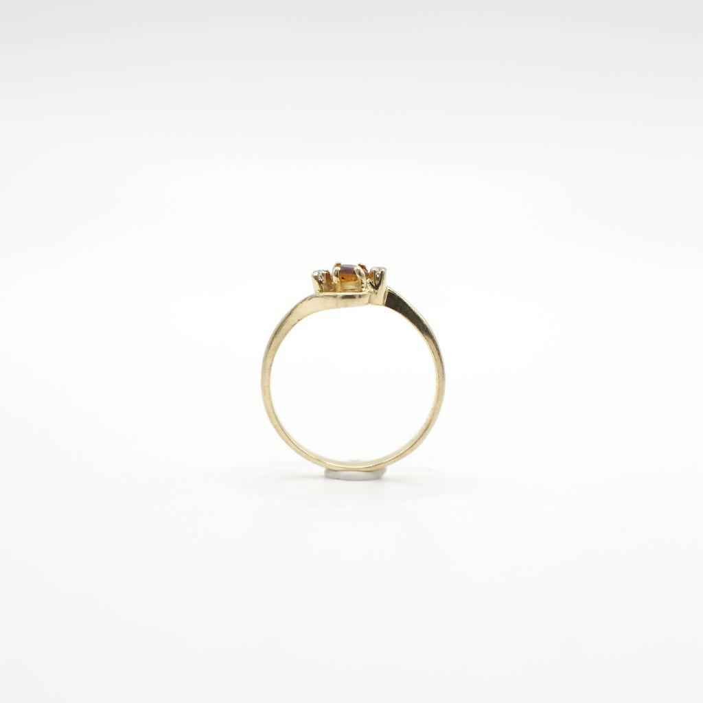 Vintage Genuine Diamond and Garnet Ring In 14K Yellow Gold