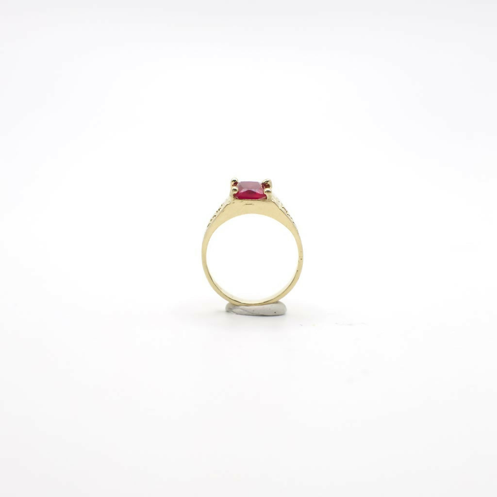 Vintage Genuine Pink Sapphire Pinky Ring In 14K Yellow Gold
