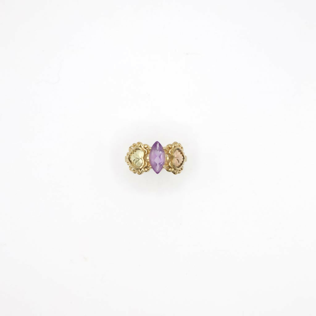 Vintage Genuine Amethyst and 10K Yellow & Rose Gold Ring