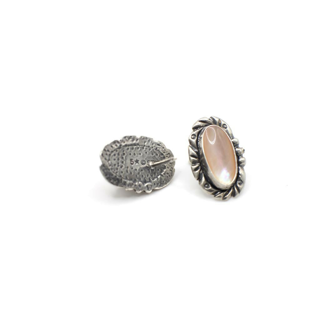Vintage Genuine Mother of Pearl and Sterling Earrings