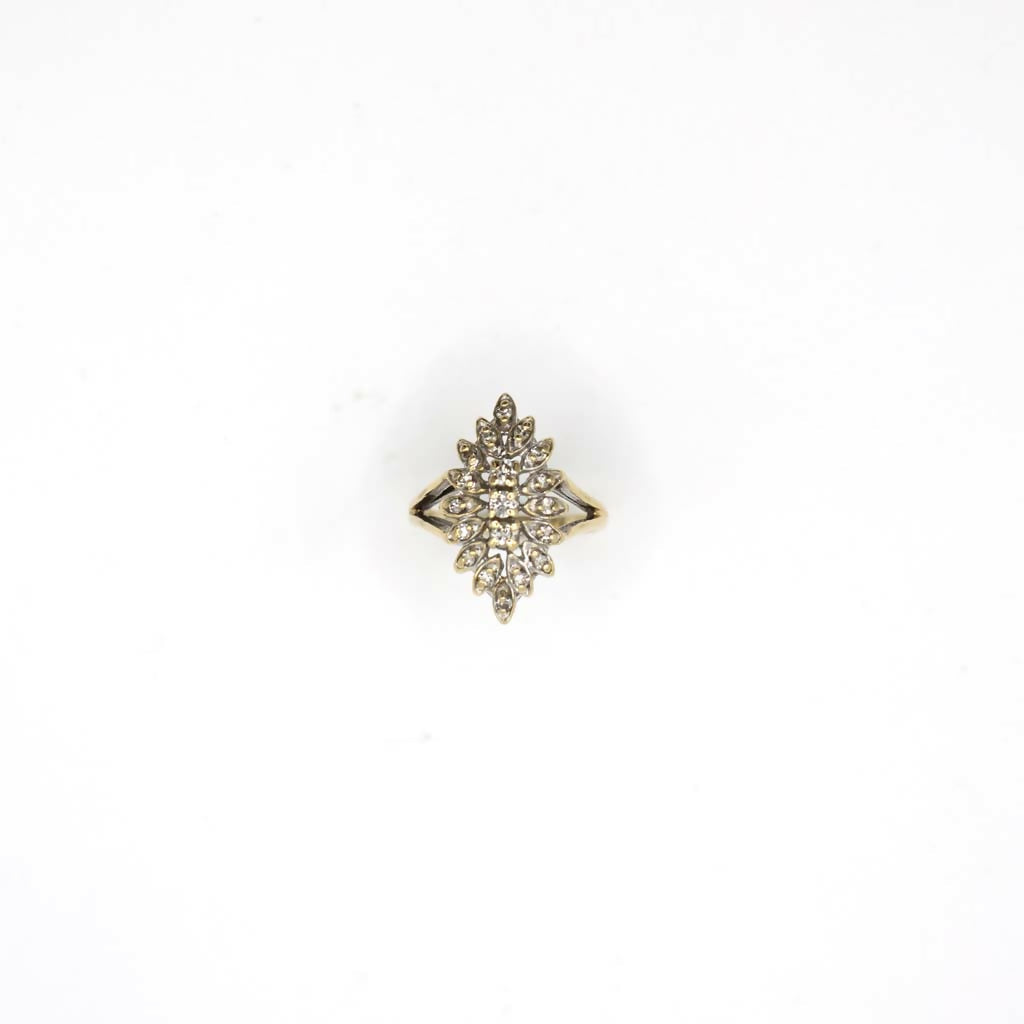 Vintage Genuine Diamond Burst Ring In 14K Yellow Gold