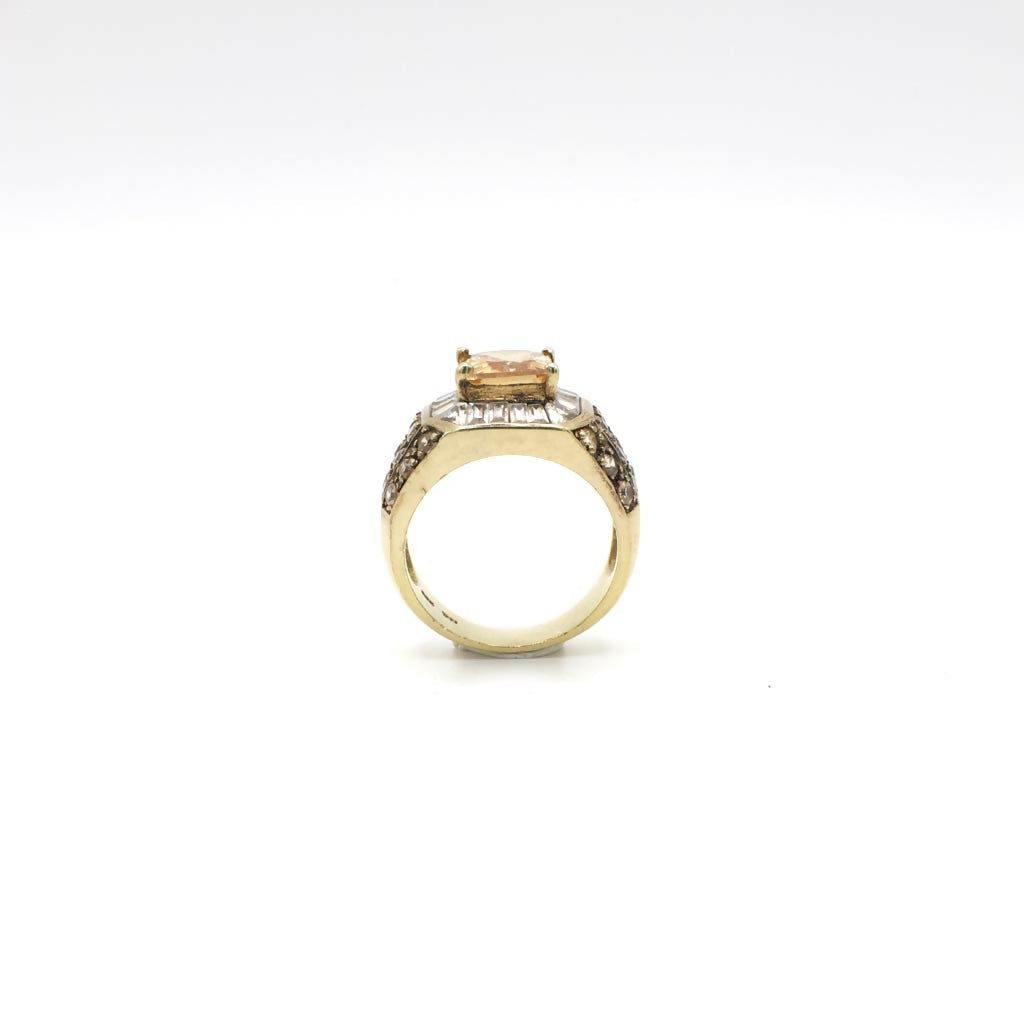 Vintage Crystal Gold Tone Ring