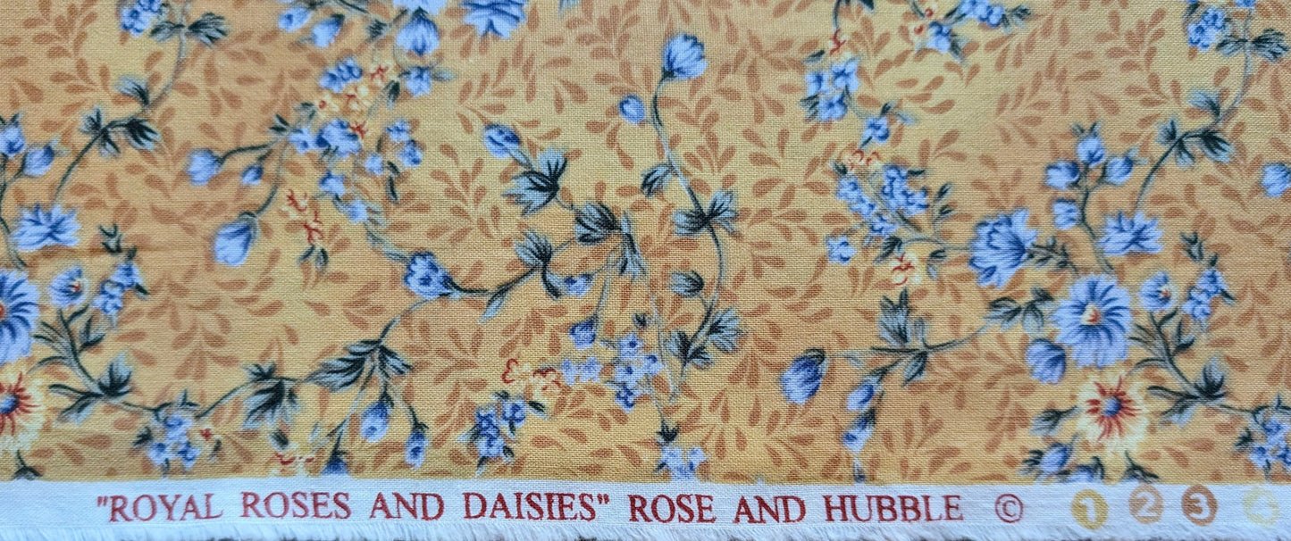 Vintage Fabric - "Royal Roses and Daisies" on Cotton By Rose and Hubble Additional