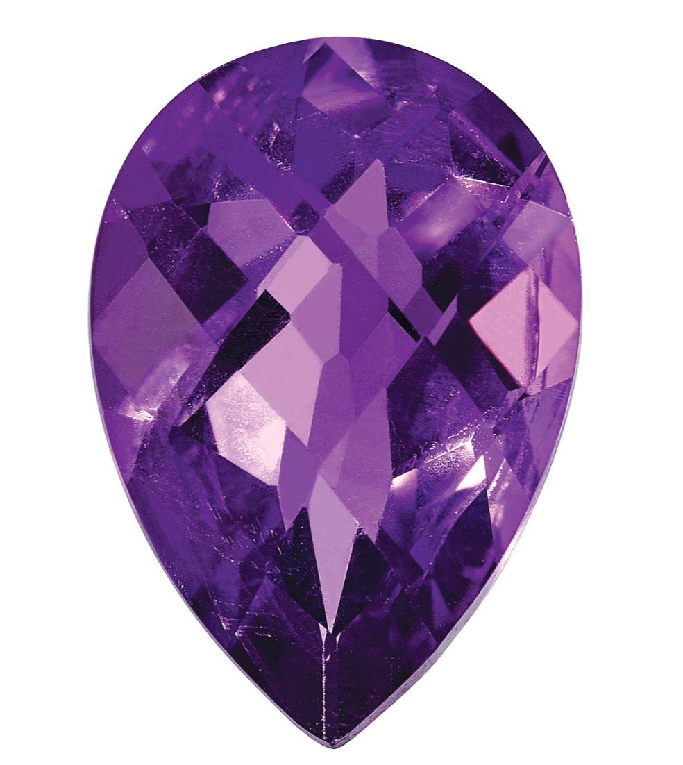 1.86 Carat Pear Checkerboard Cut Grape Purple Genuine Amethyst Loose Gemstone