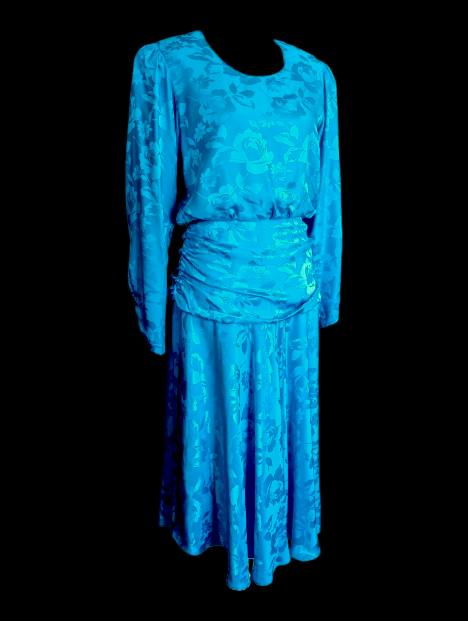 1980s Carol M Studios Silk Turquoise Cocktail Dress – HobbyBobbins
