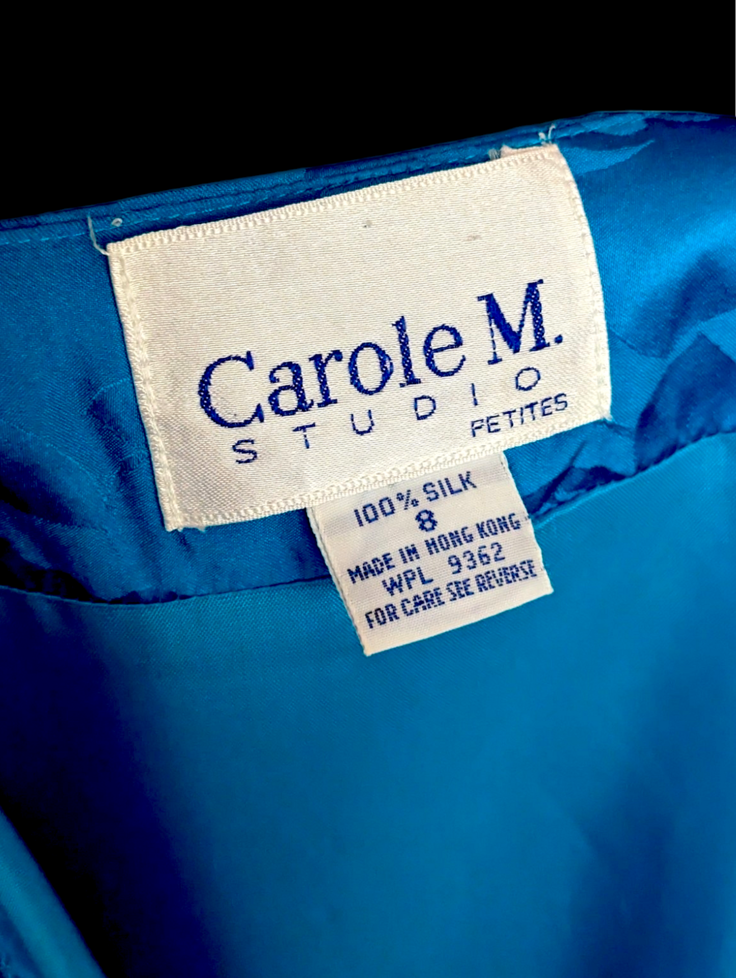 1980s Carol M Studios Silk Turquoise Cocktail Dress