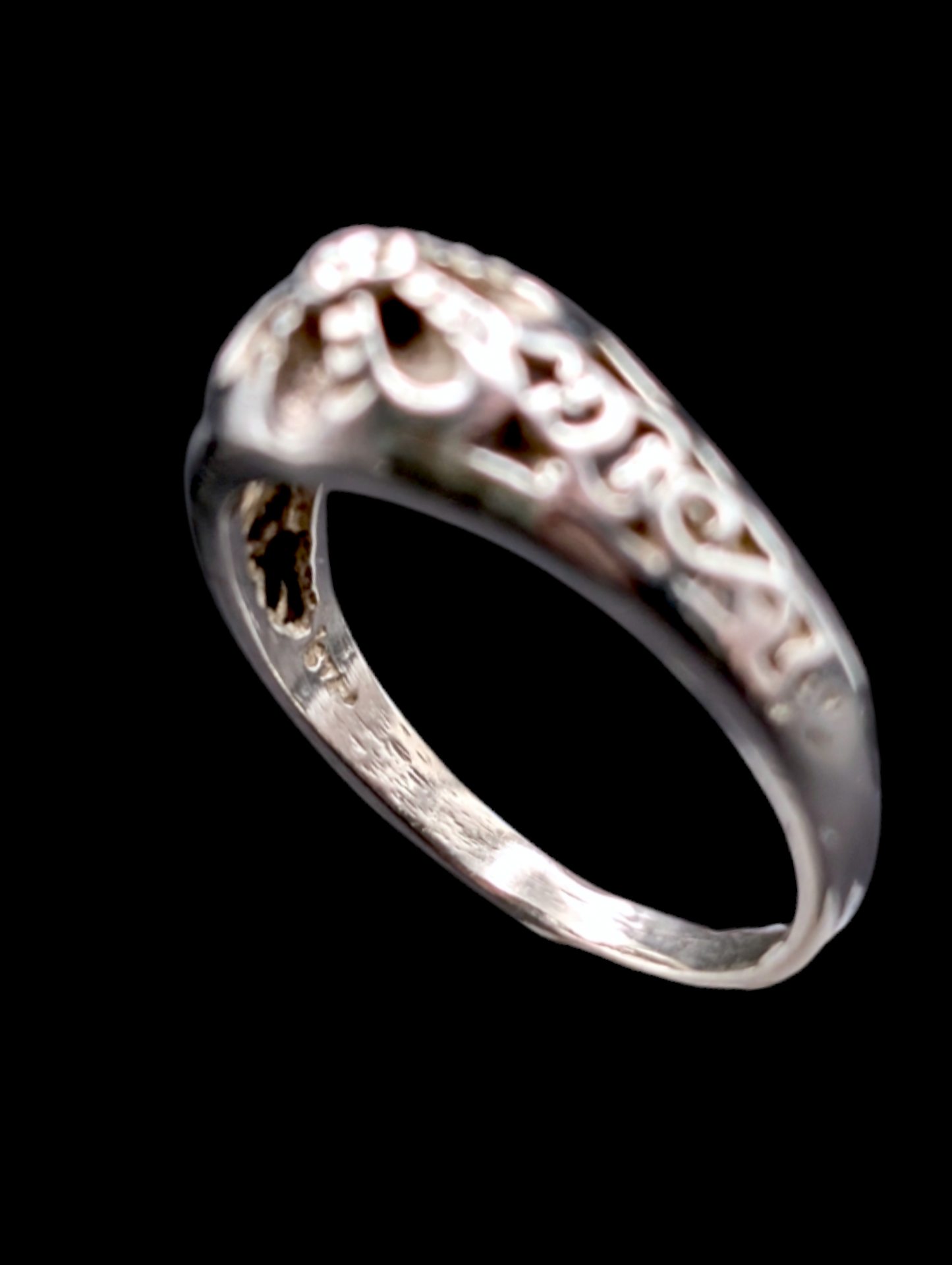 Vintage Edwardian Inspired Ornate Filigree Sterling Silver Ring