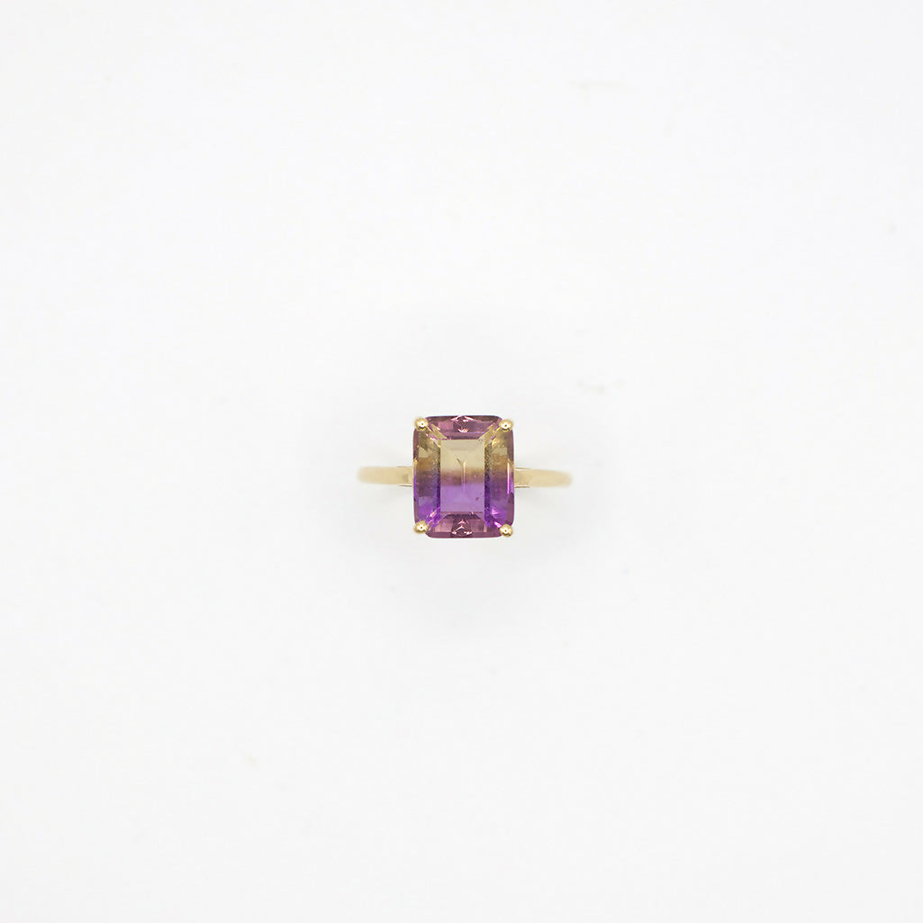Genuine Bi-Color Ametrine Ring In 14K Yellow Gold Filigree