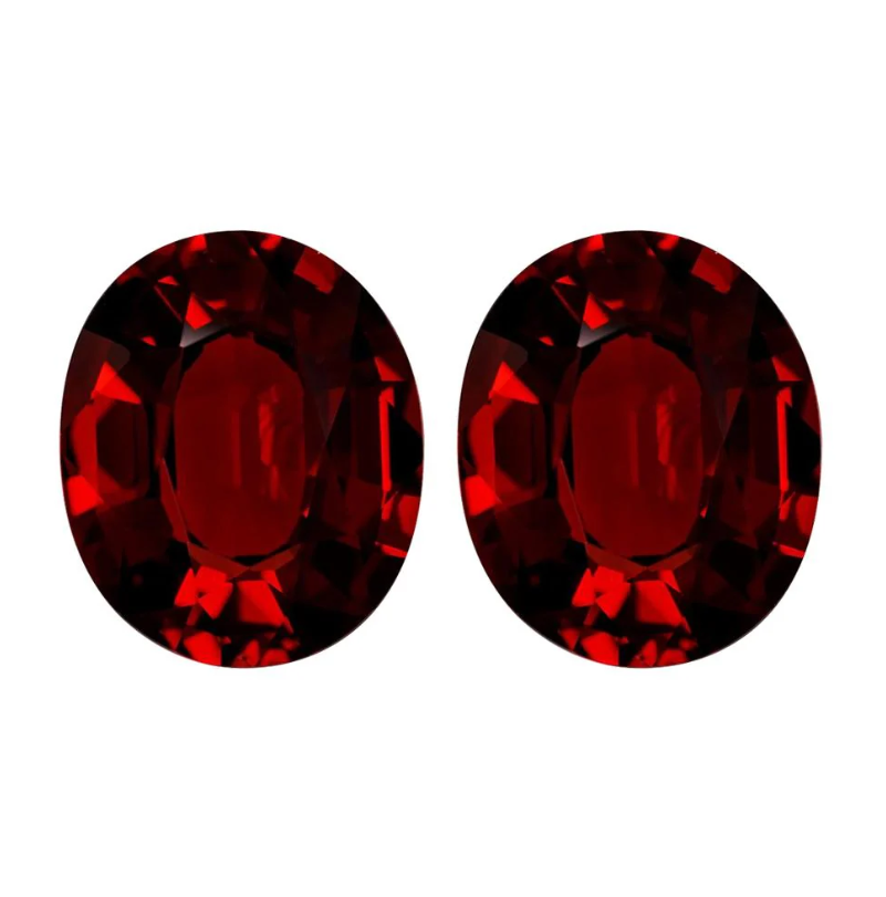 4.75 Carat Matching Set of 2 Oval Cut Genuine Almandine Garnet Loose Gemstones