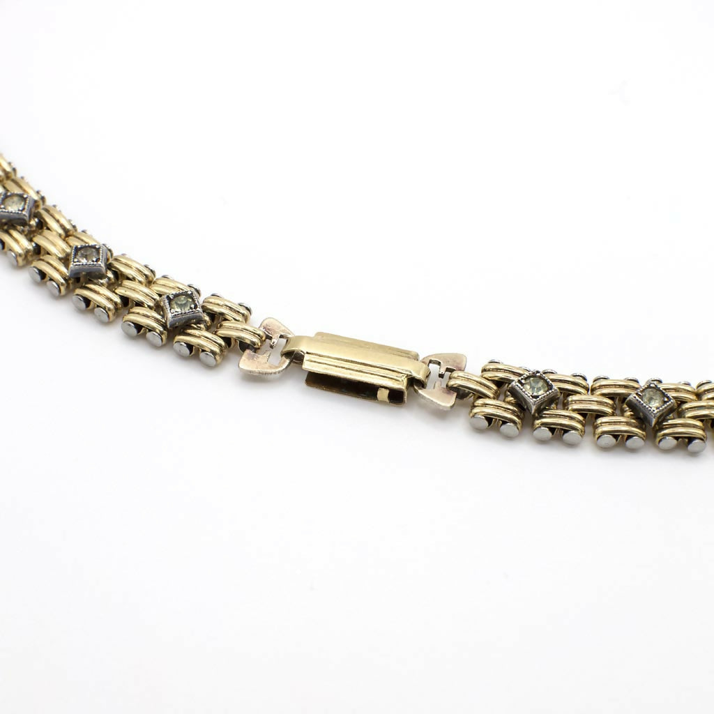 Vintage 1940's Old Hollywood Panther Link Gold Filled Necklace