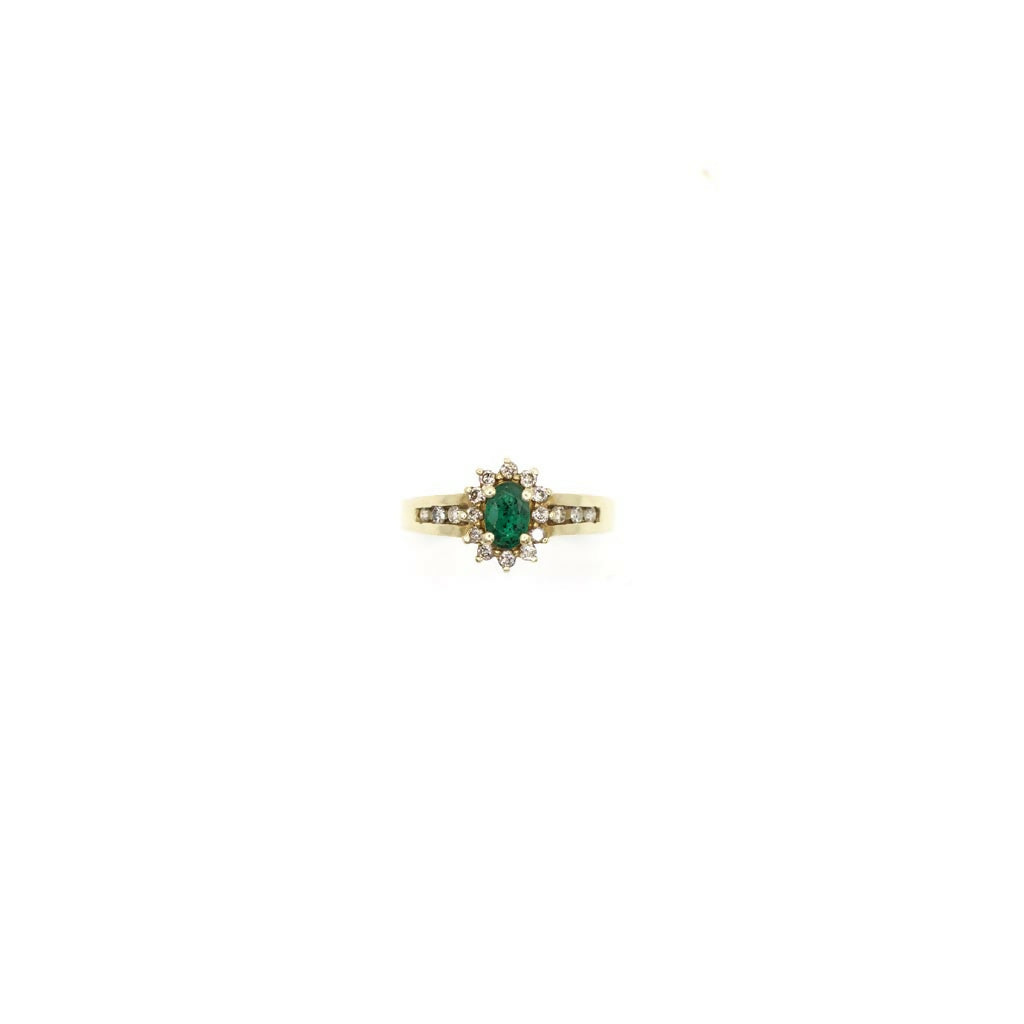 Vintage Genuine Diamond and Earth Mined Emerald Ring In 10K Yellow Gold