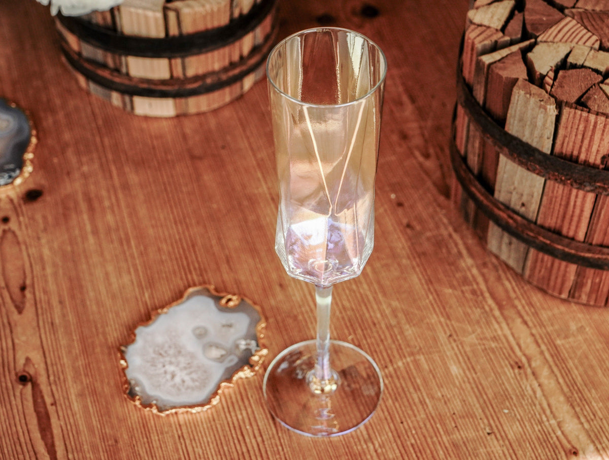 Iridescent Geometric Styled Champagne Flute