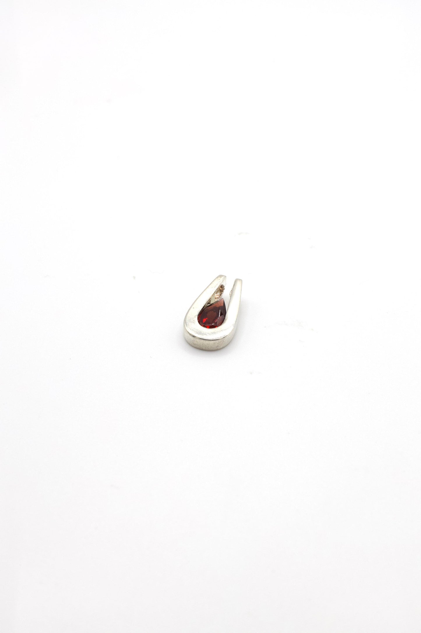 Vintage Simulated Garnet and Sterling Silver Pendant