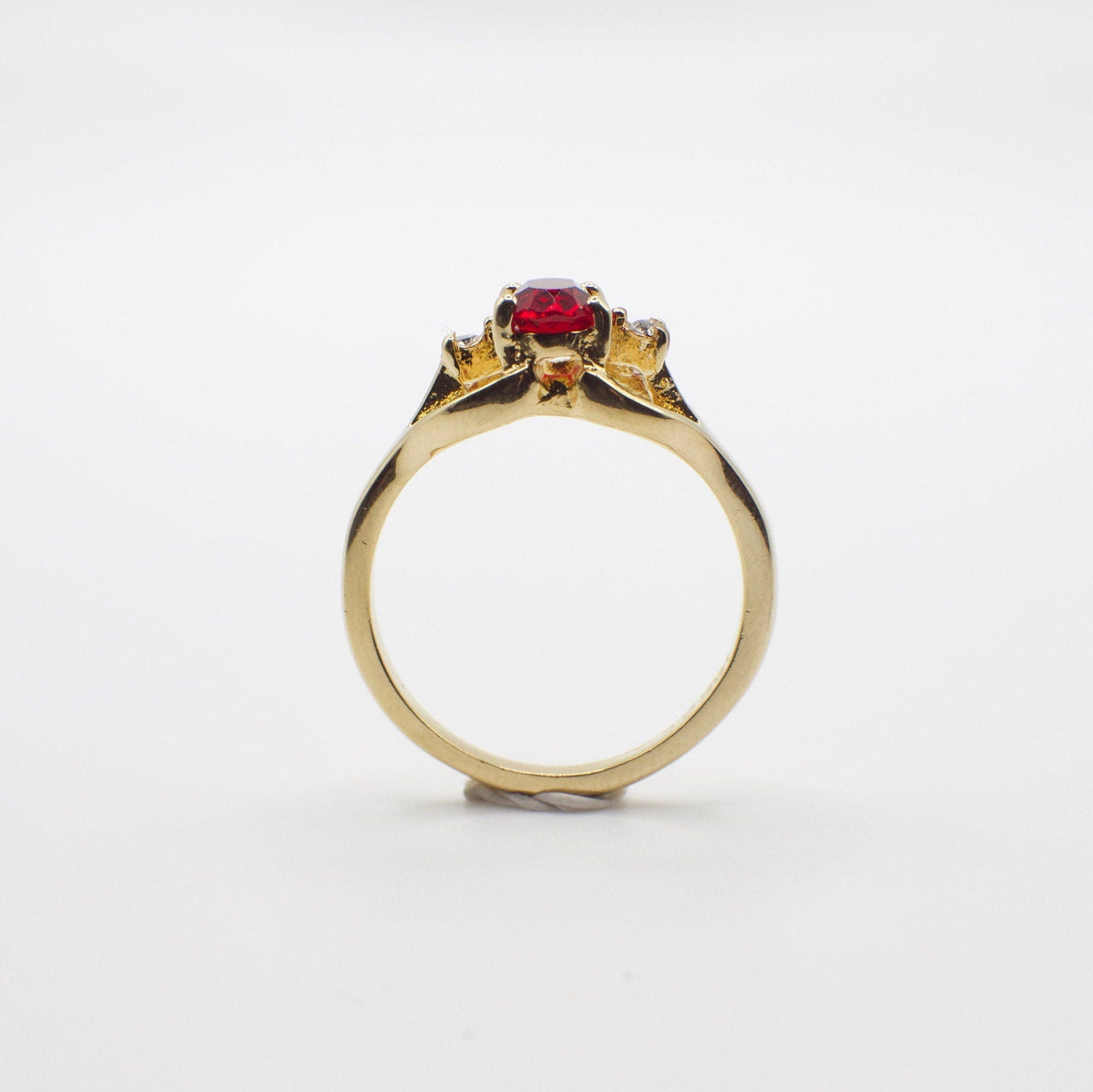 Vintage 18KT Gold Plated and Red Gemstone Ring