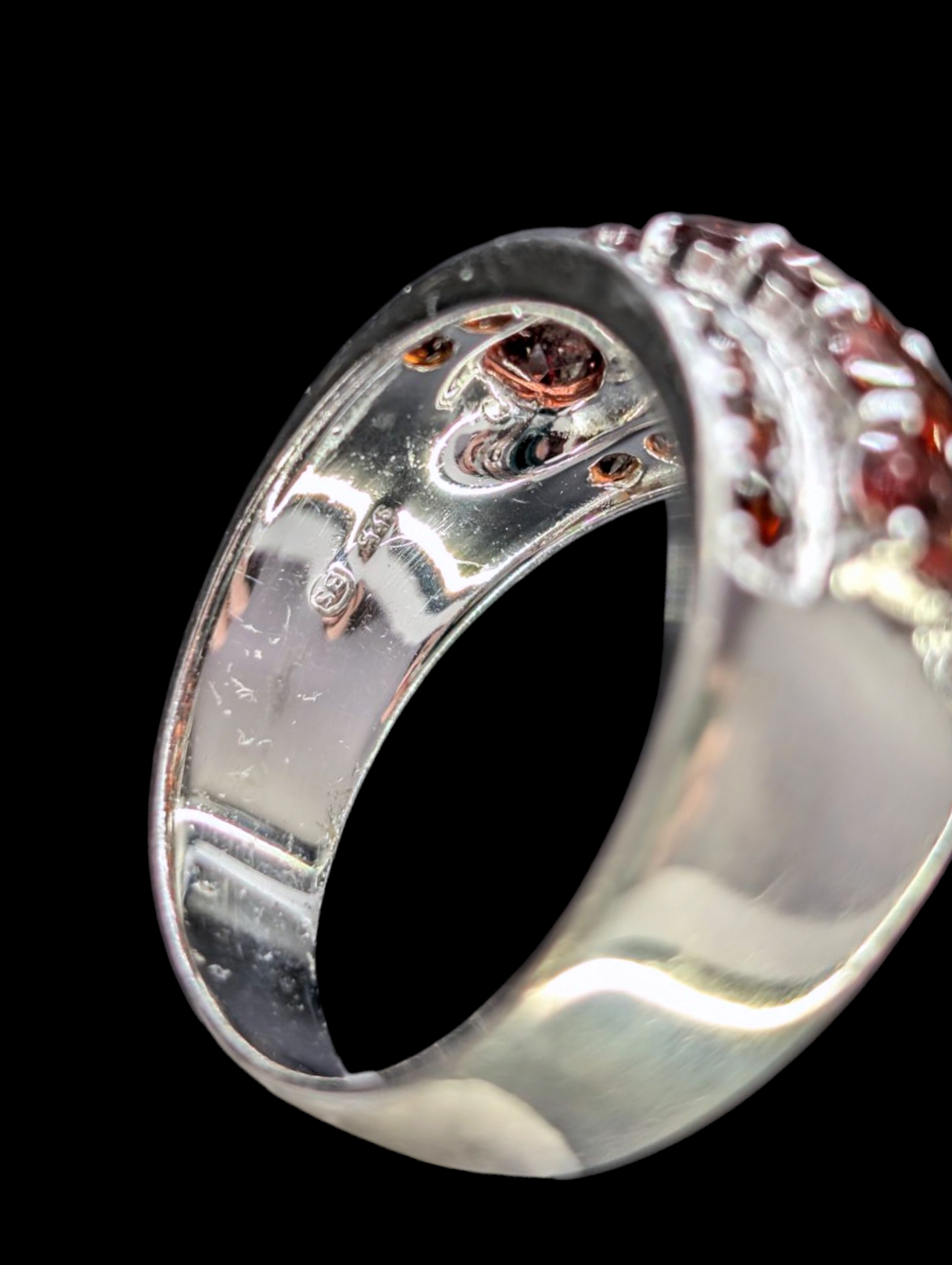 Vintage 4 Carat Genuine Mozambique Red Garnet Band Rhodium over Sterling Silver Ring