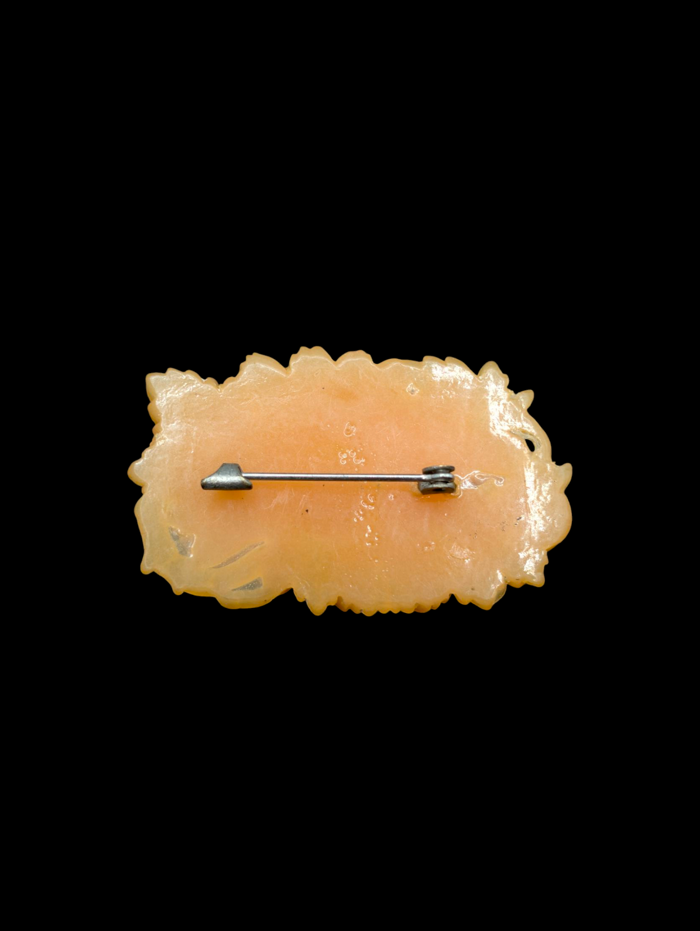 Vintage Hand Carved Butterscotch Celluloid Flower Brooch Pin