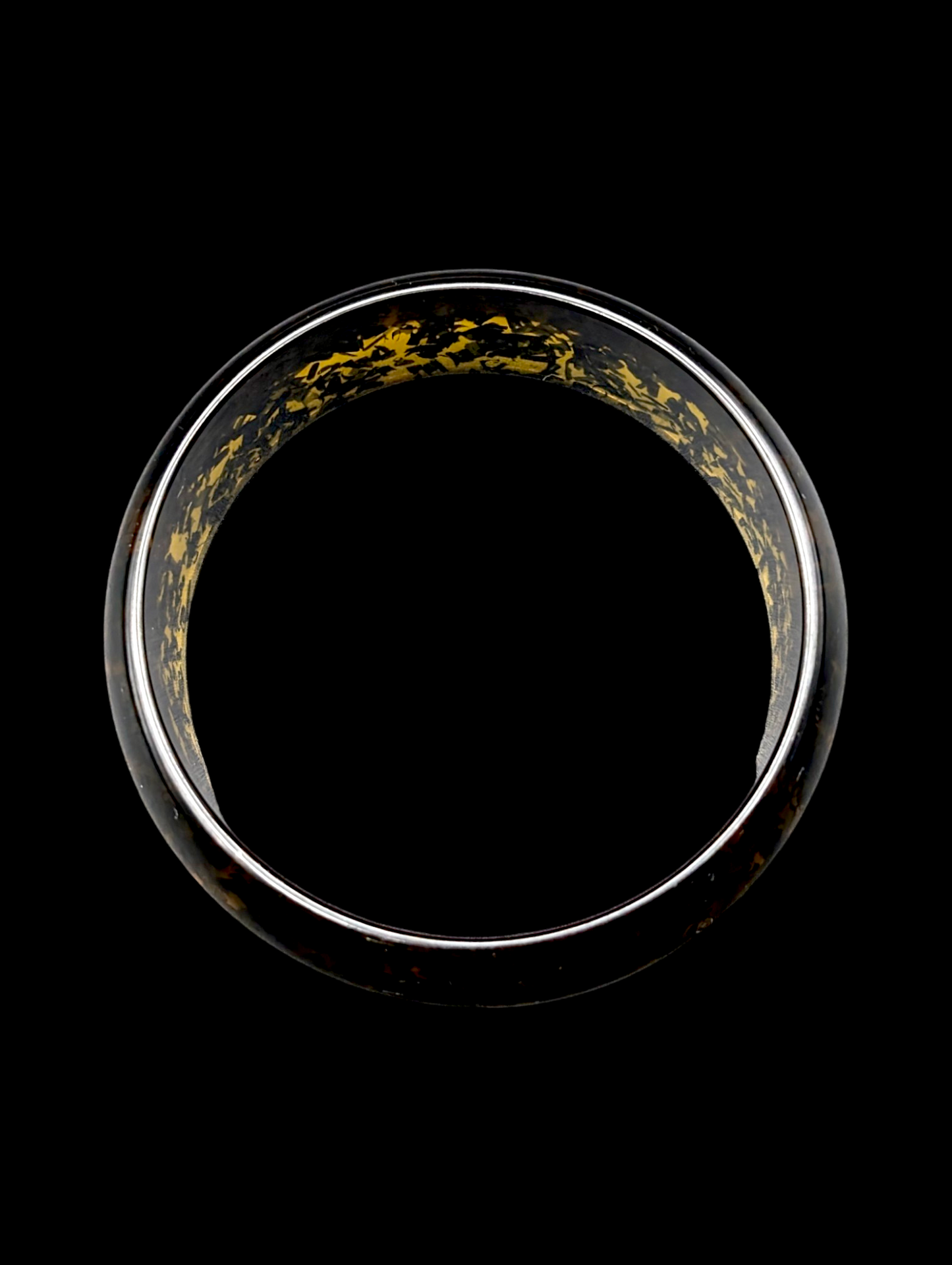 1950s - 1970s Mid-Century Modern Lucite Amber and Black Speckled Bangle Bracelet