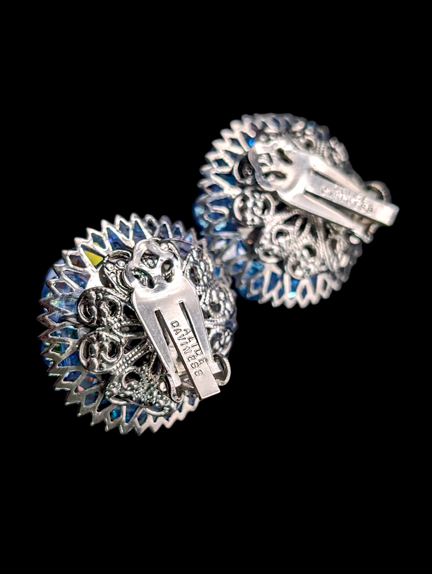 Vintage Rare Signed Alice Caviness Blue and White Necklace, Earrings and Bracelet 3 Piece Set