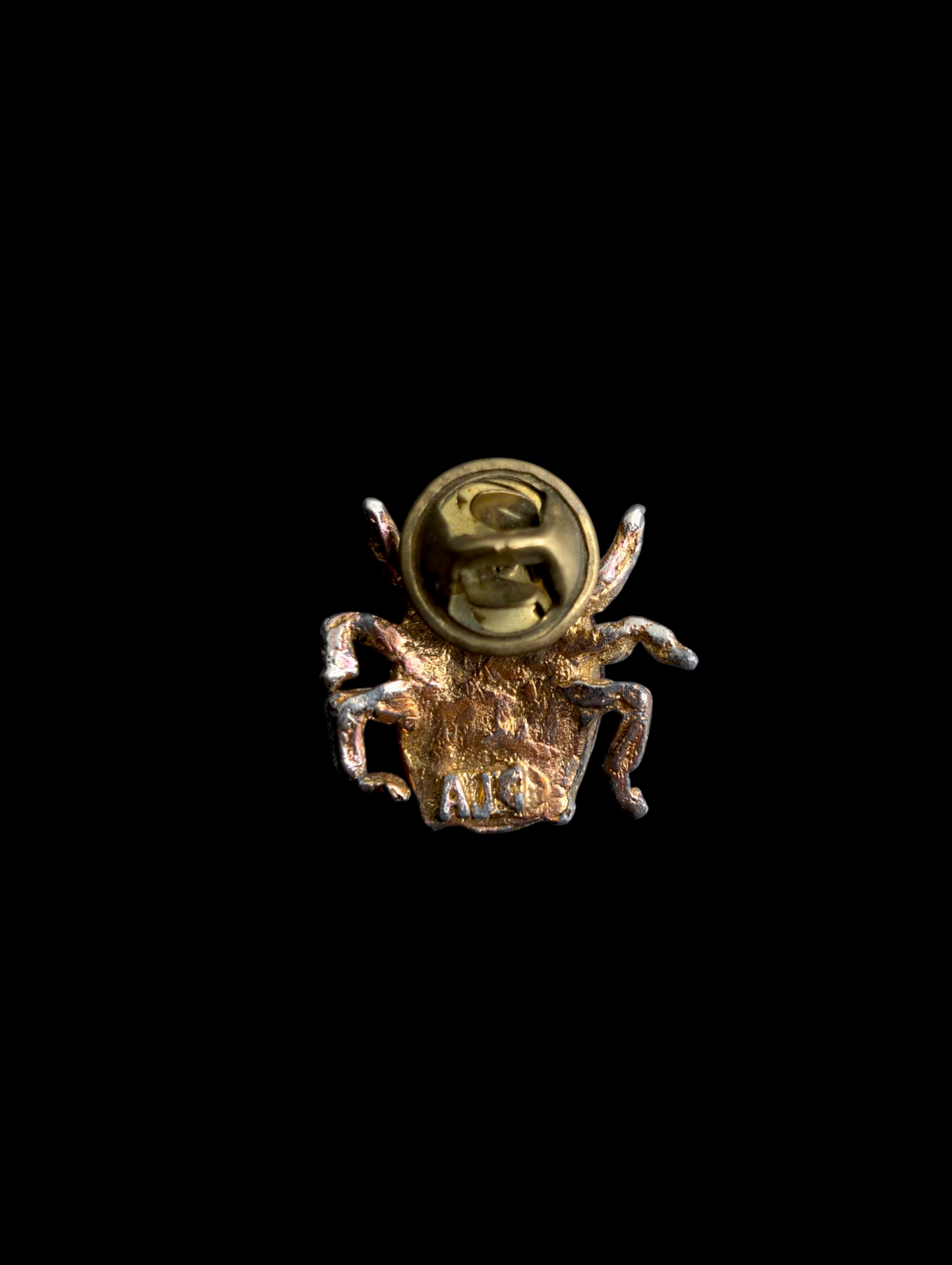 Vintage Gold Toned Red Jelly Belly and Pearl Insect Bug Beetle Brooch Pin