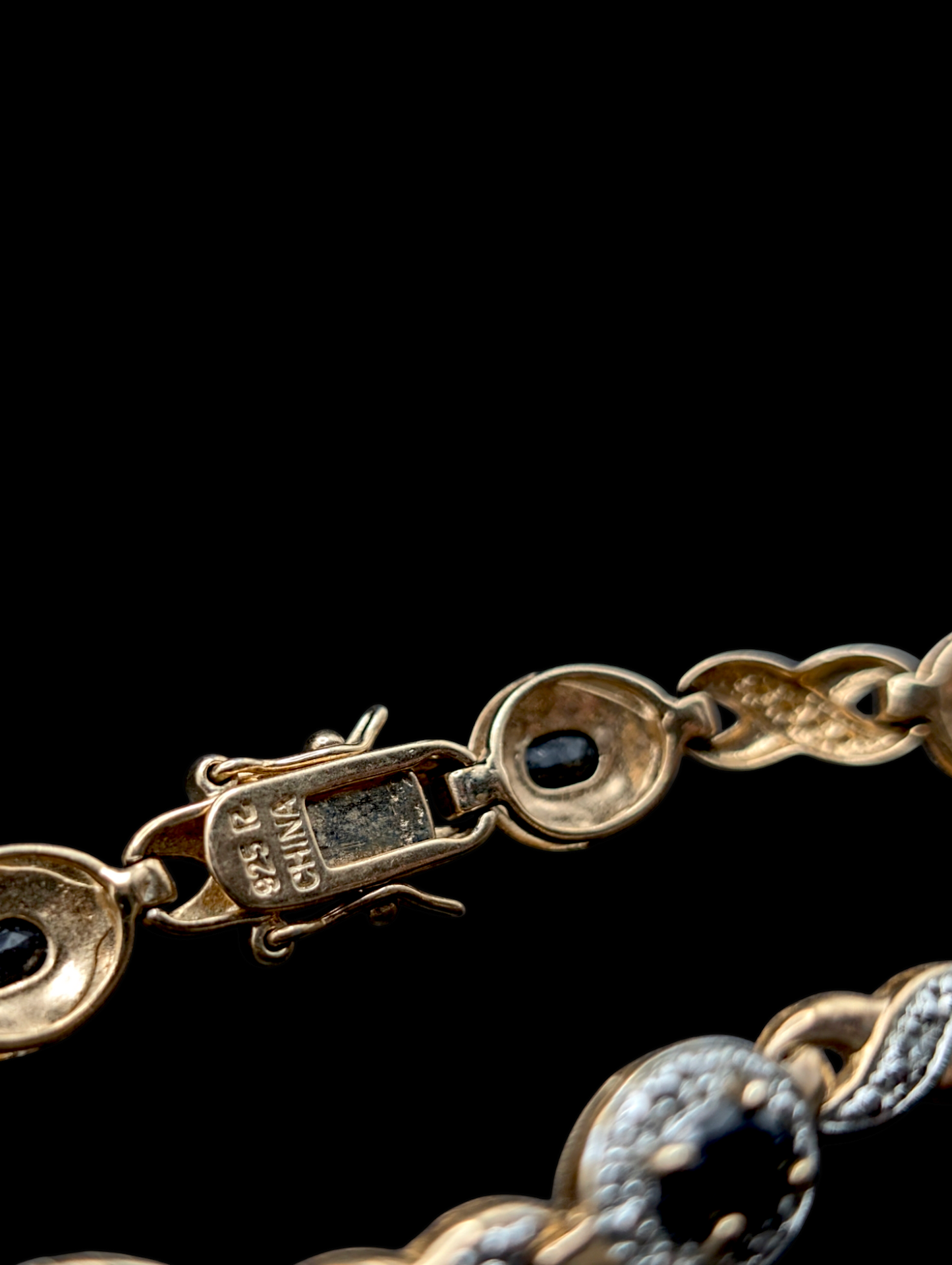 Vintage Oval Cut Genuine Royal Blue Sapphire 18k Gold Vermeil Sterling Silver Tennis Bracelet