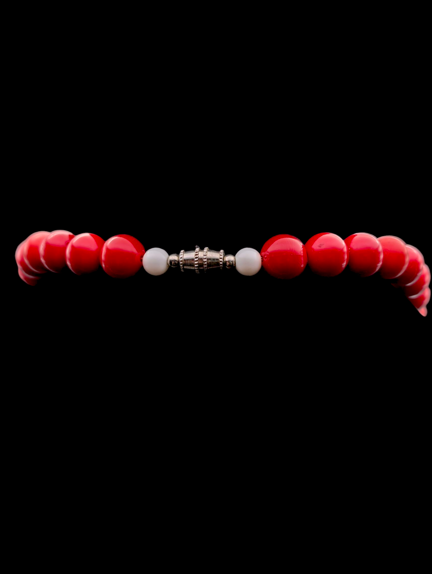 1960s Vintage Lucite Mod Red and White Pop Bubble Polka Dot Necklace