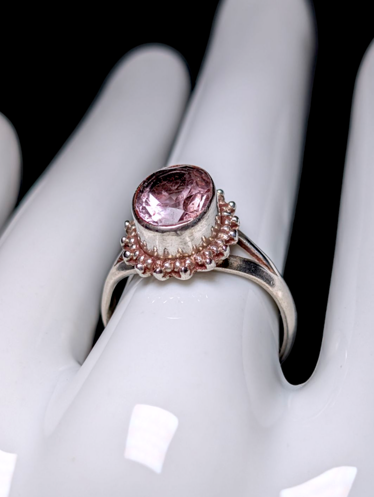 Vintage Artisan Oval Cut Genuine Light Purple Amethyst Solitaire Bezel Set Sterling Silver Ring