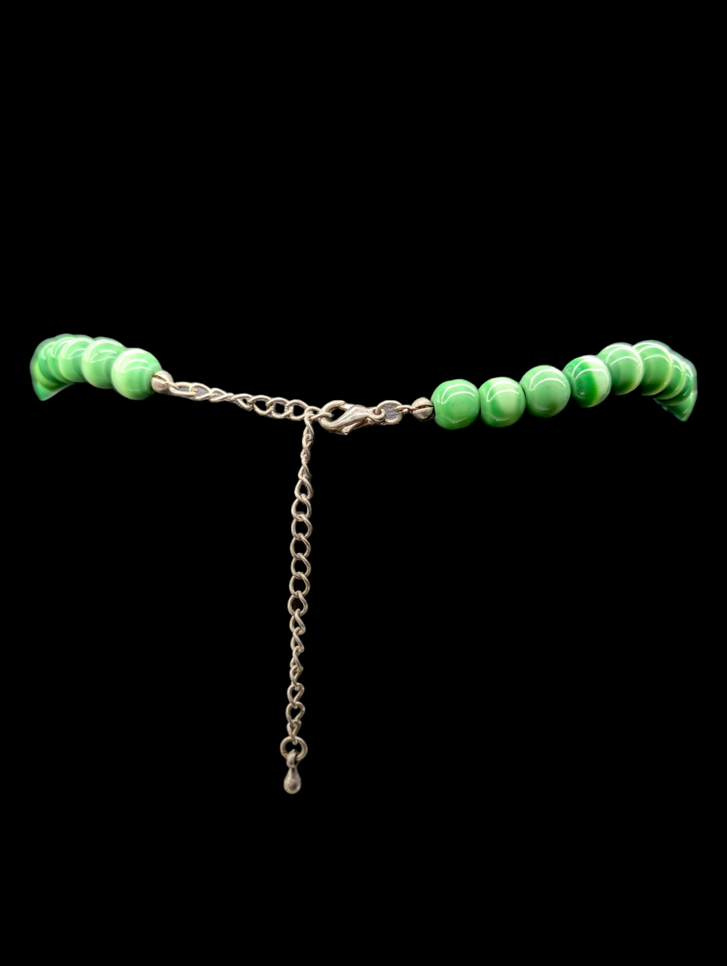 1960s Vintage Moonglow Catseye Tigers Eye Green Beaded Glass Necklace