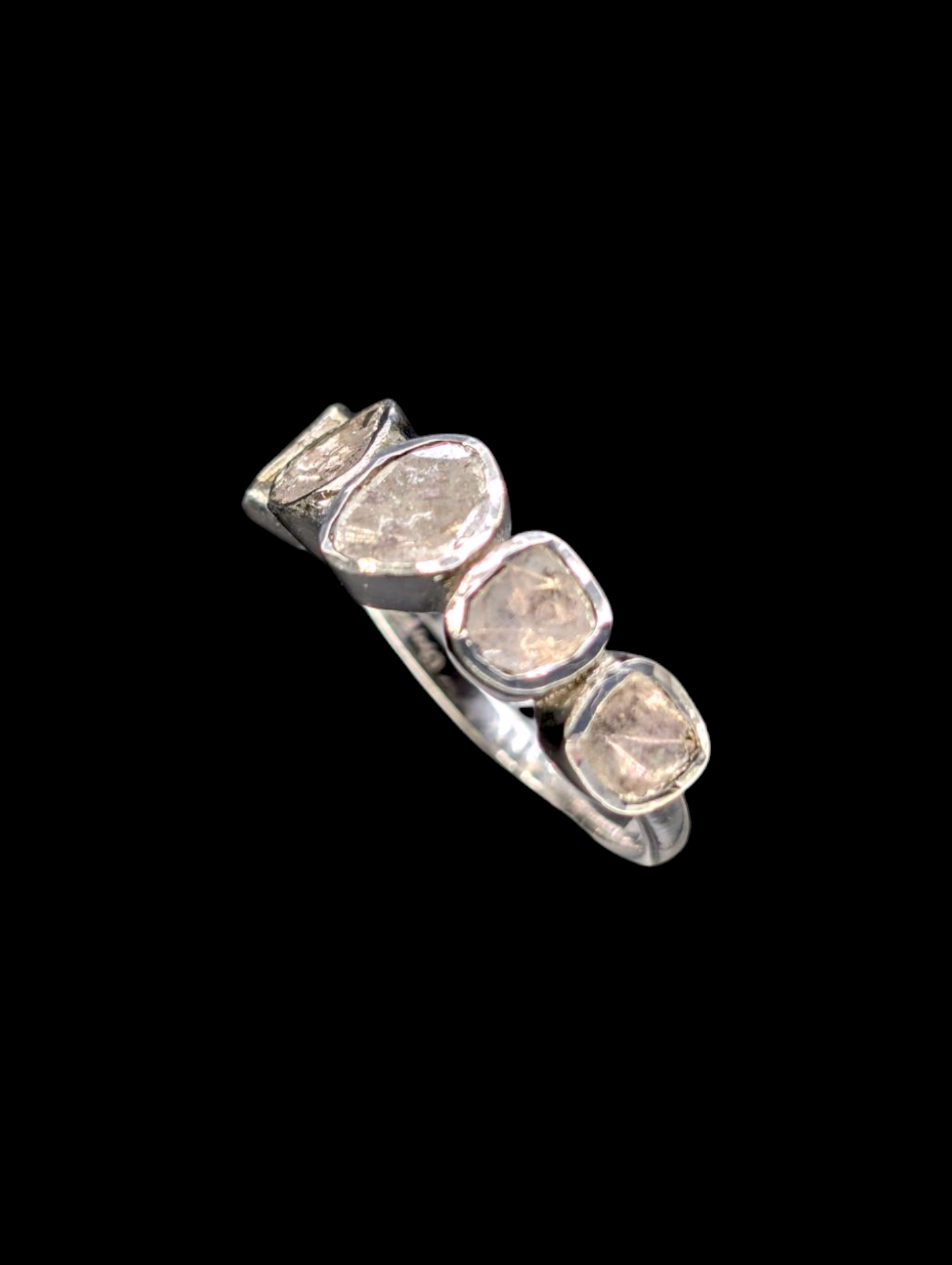 Vintage Polki 1+ Carat Earth Mined Genuine Diamond Uncut Sterling Silver Djoy Ring