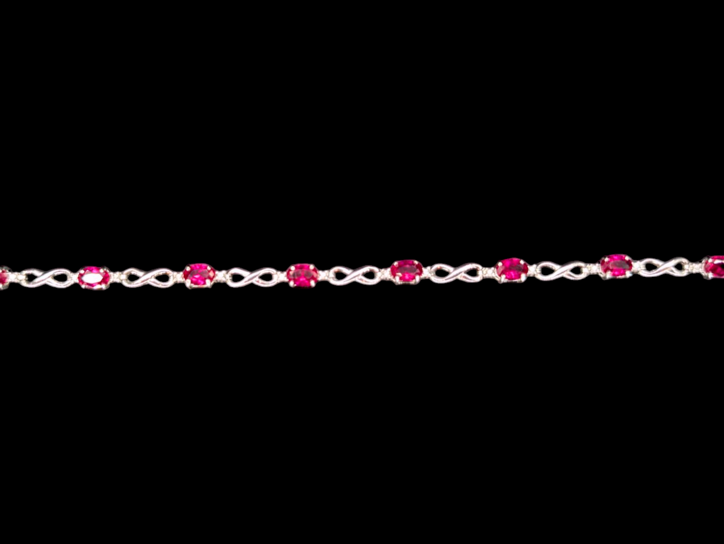 Vintage Genuine Ruby Gemstone Sterling Silver Infinity Tennis Bracelet