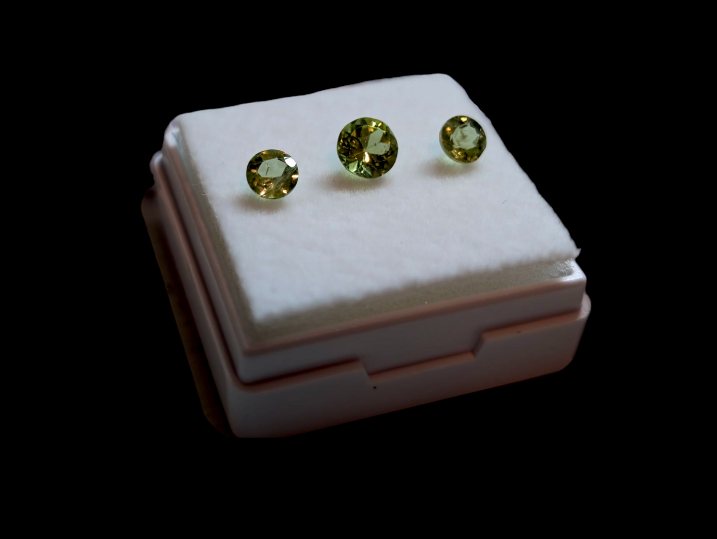 Matching 3 Piece Set Genuine Peridot Round Cut 1+ Carats Loose Gemstone