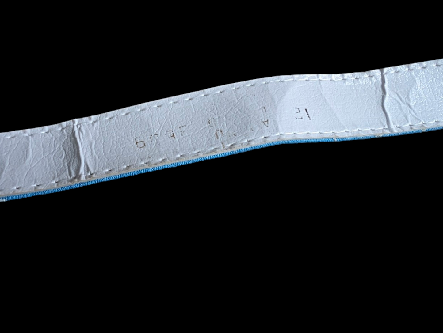 1950s True Blue Belt with White Bird Pattern