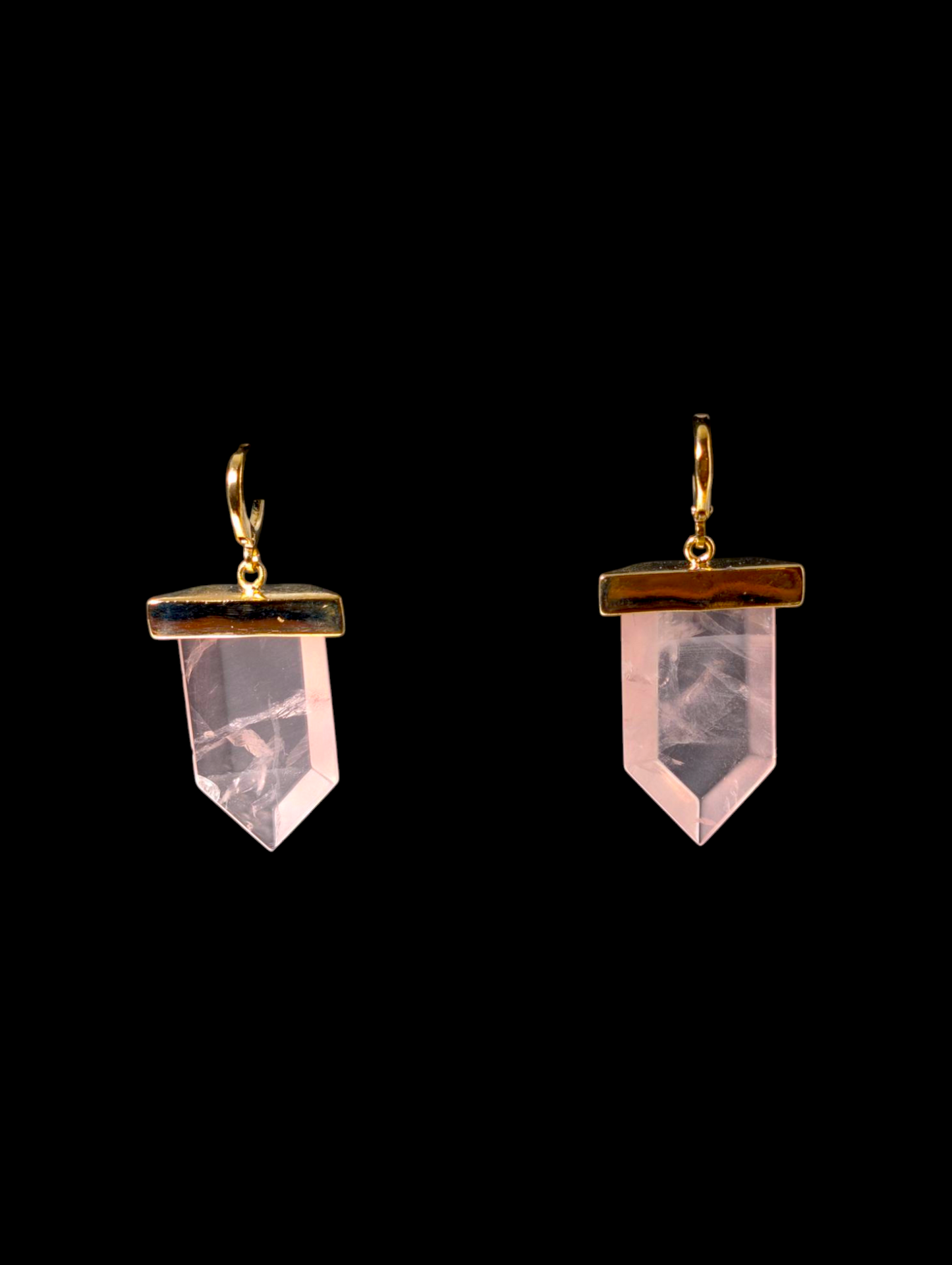 Vintage Earth Mined Genuine Brazilian Rose Quartz 18k Gold over Brass Earrings
