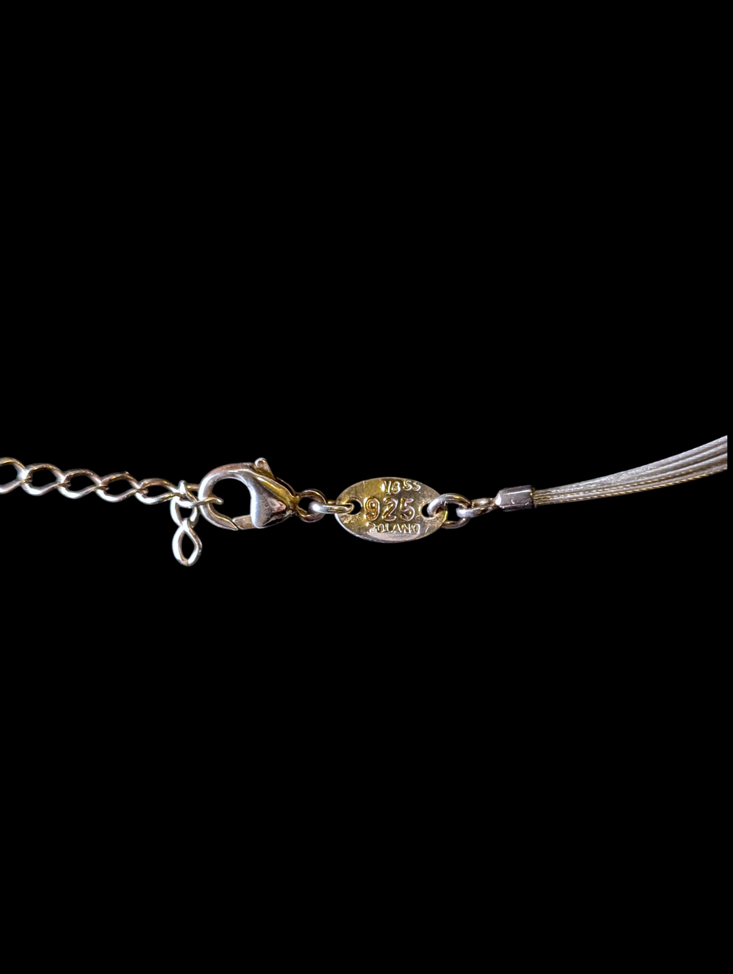 Vintage Modernist Genuine Baltic Amber Sterling Silver Poland Pendant with Necklace