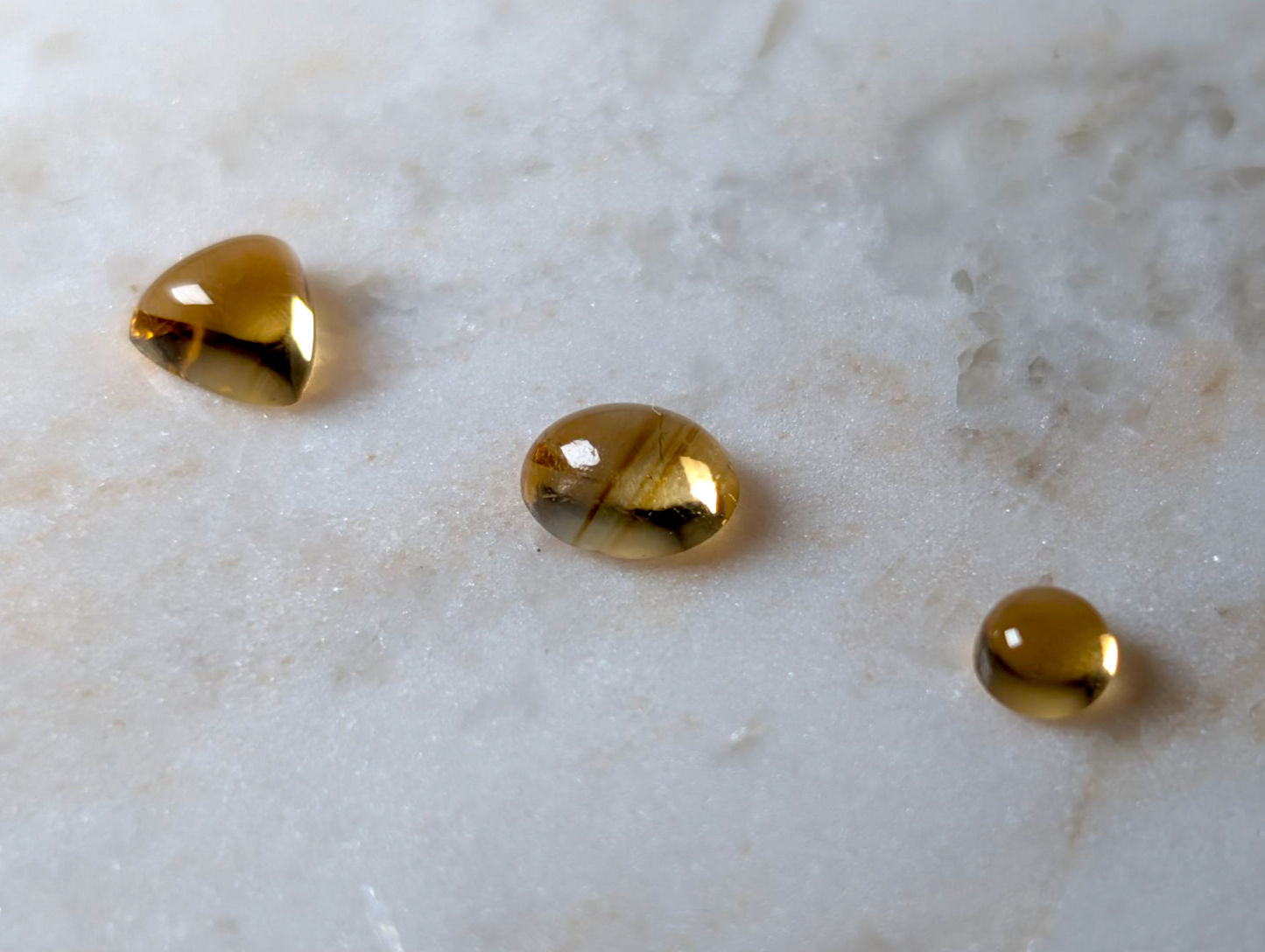 30+ Carat Lot of Oval, Trillion, and Round Cabochon Cut Genuine Citrine Loose Gemstones