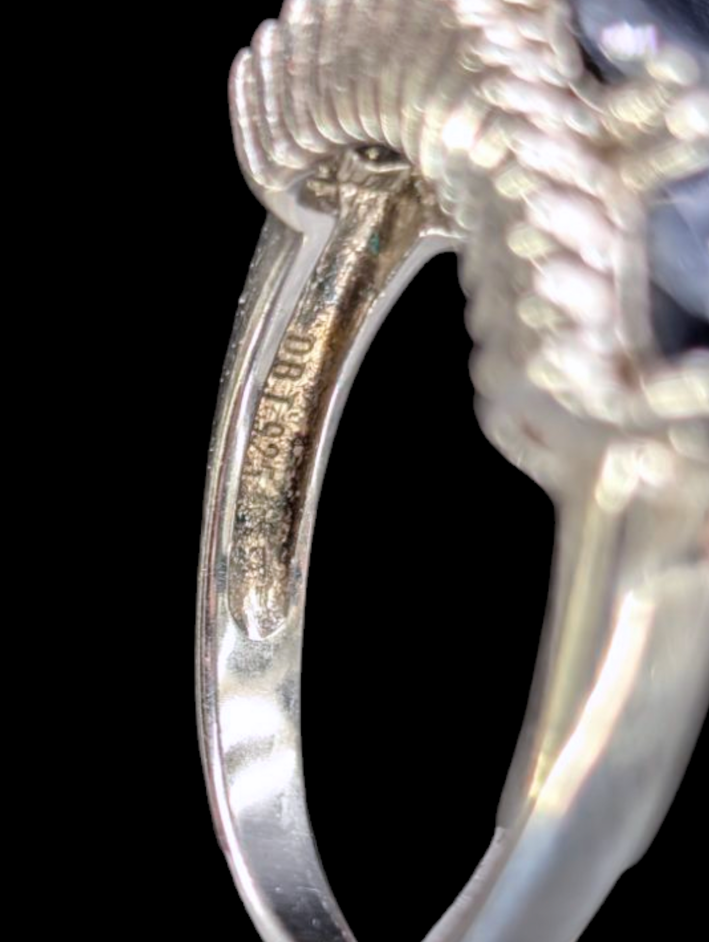 Vintage Oval Cut Earth Mined Genuine Sapphire and Diamond Accent Half Eternity Band Sterling Silver Ring