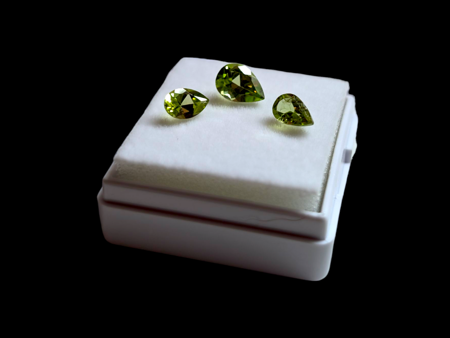 Matching 3 Piece Set Genuine Peridot Pear Cut 1.7 Carats Loose Gemstone