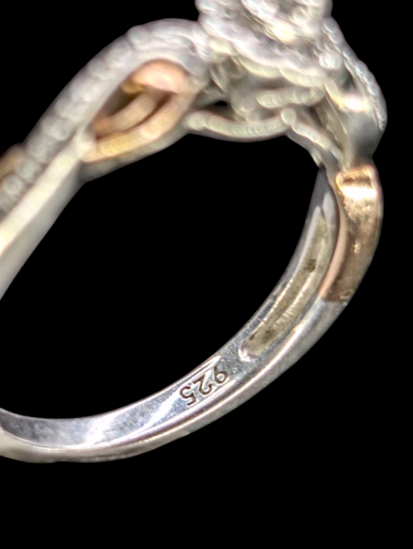 Vintage Two Tone 14k Rose Gold Genuine Diamond Flower Halo Cluster Sterling Silver Ring