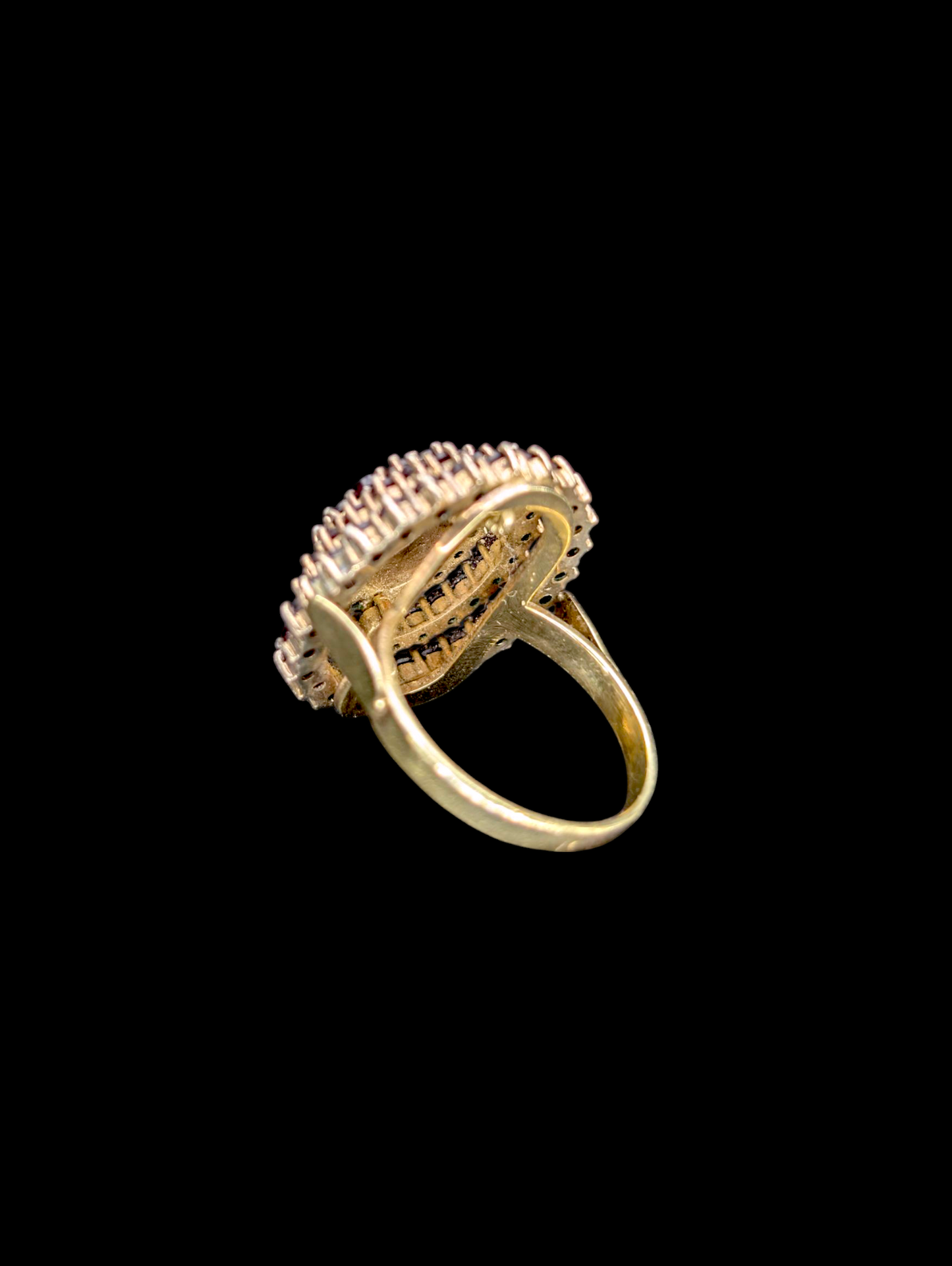 1920s Antique Romani Earth Mined Genuine Garnet Cluster 14k Yellow Solid Gold Ring
