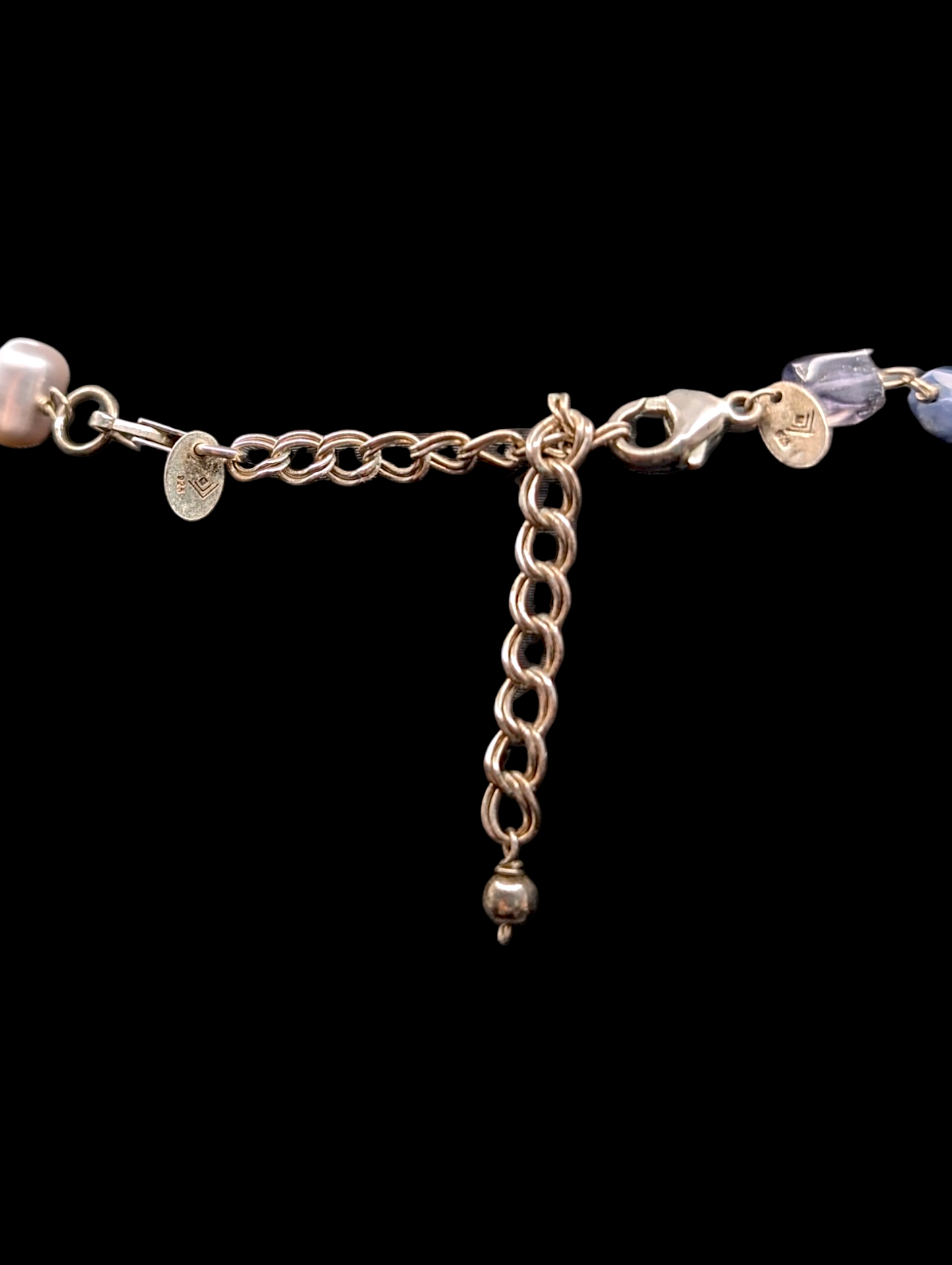 Vintage Silpada Sterling Silver Sodalite Blue Lace Chalcedony Pearl Necklace