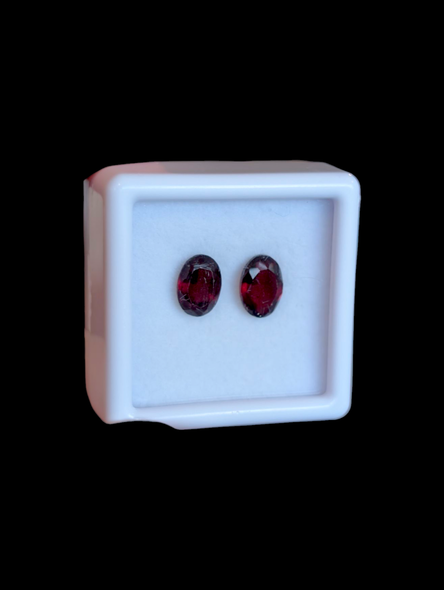 Matching Pair Set of 2 Genuine Red Garnet Oval Cut Loose Gemstone