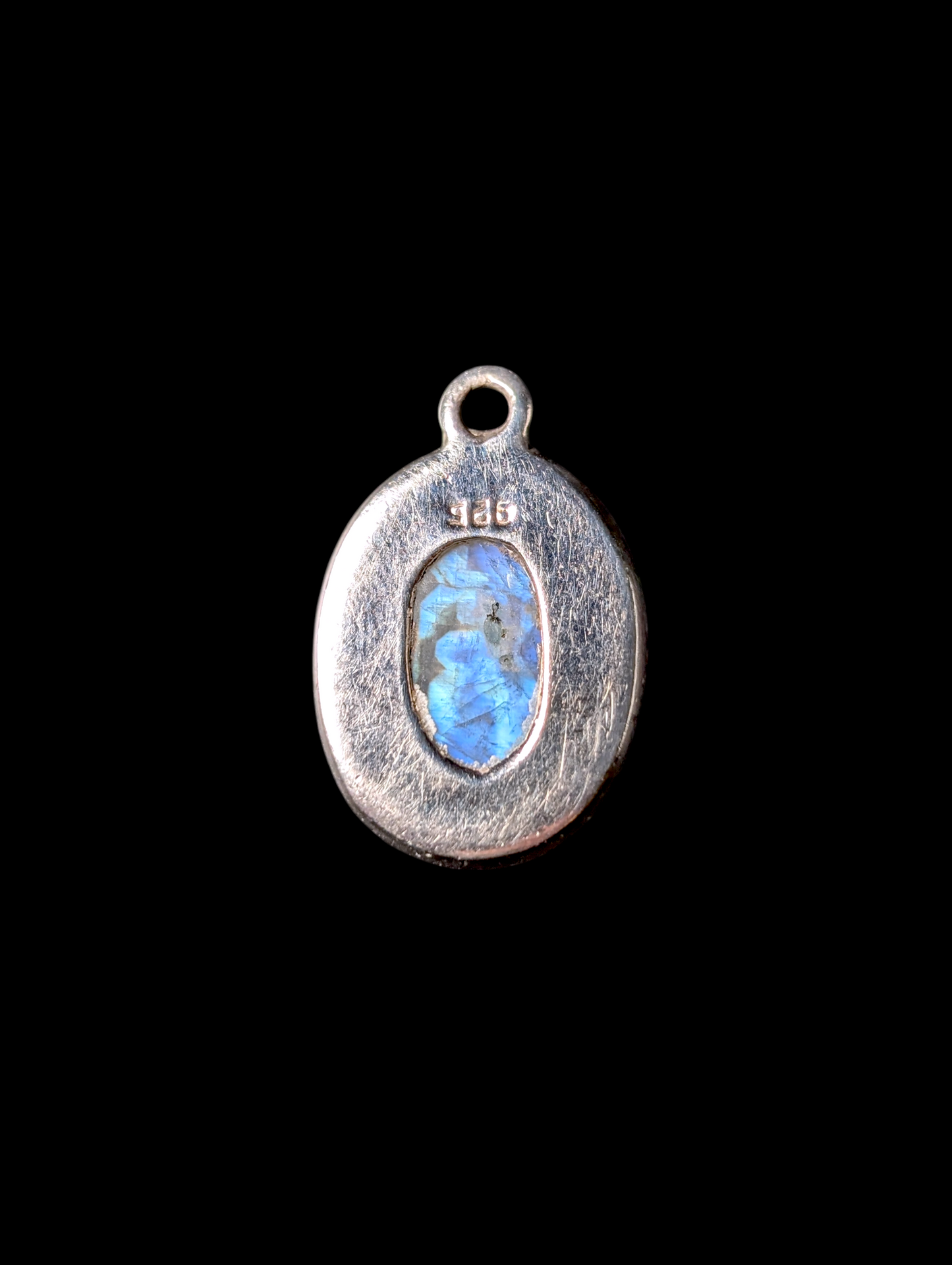 Vintage Genuine Moonstone Solitaire Cabochon Sterling Silver Pendant