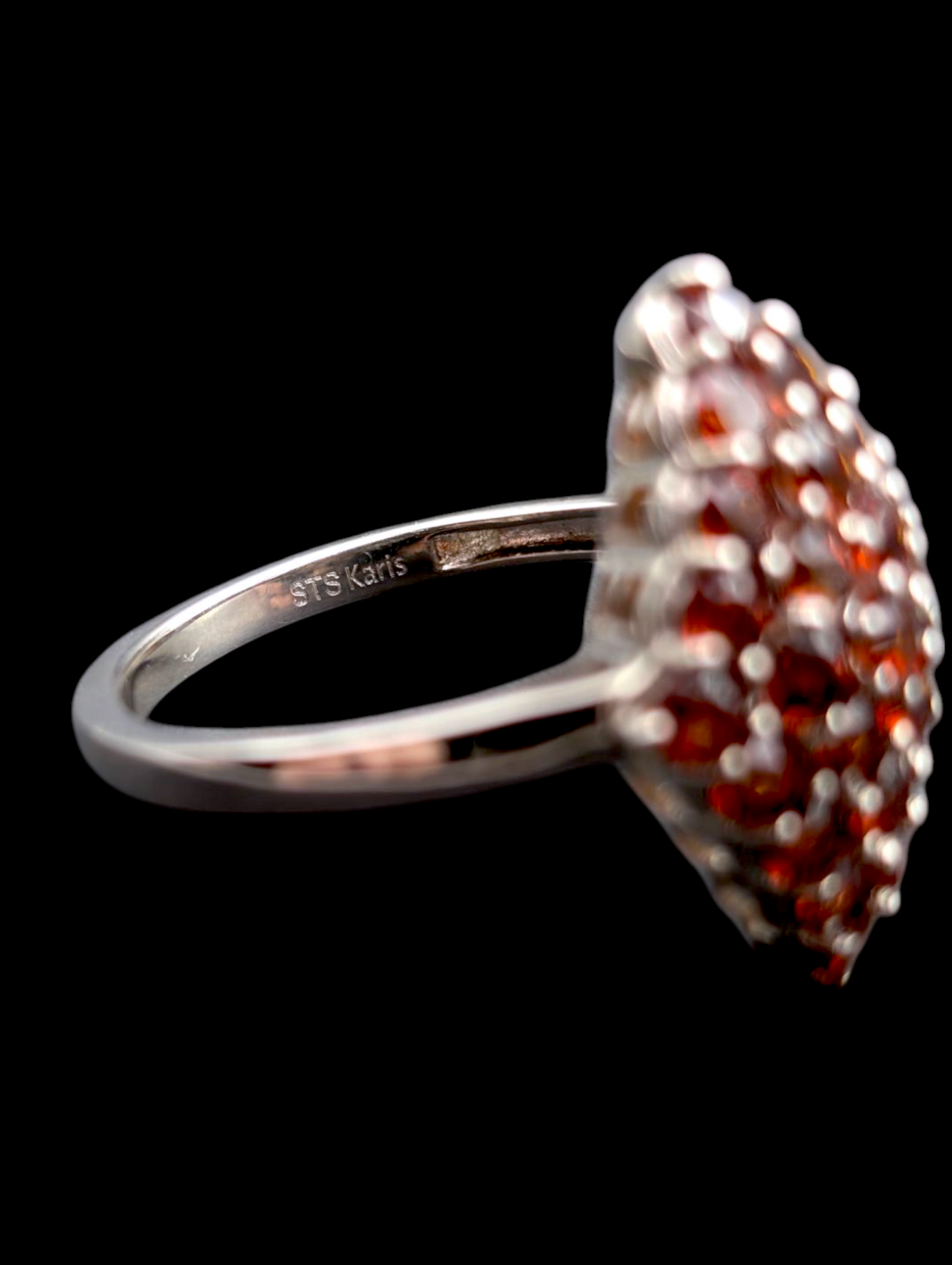 Vintage Karis Marquise Cluster Genuine Gemstone Silver Ring