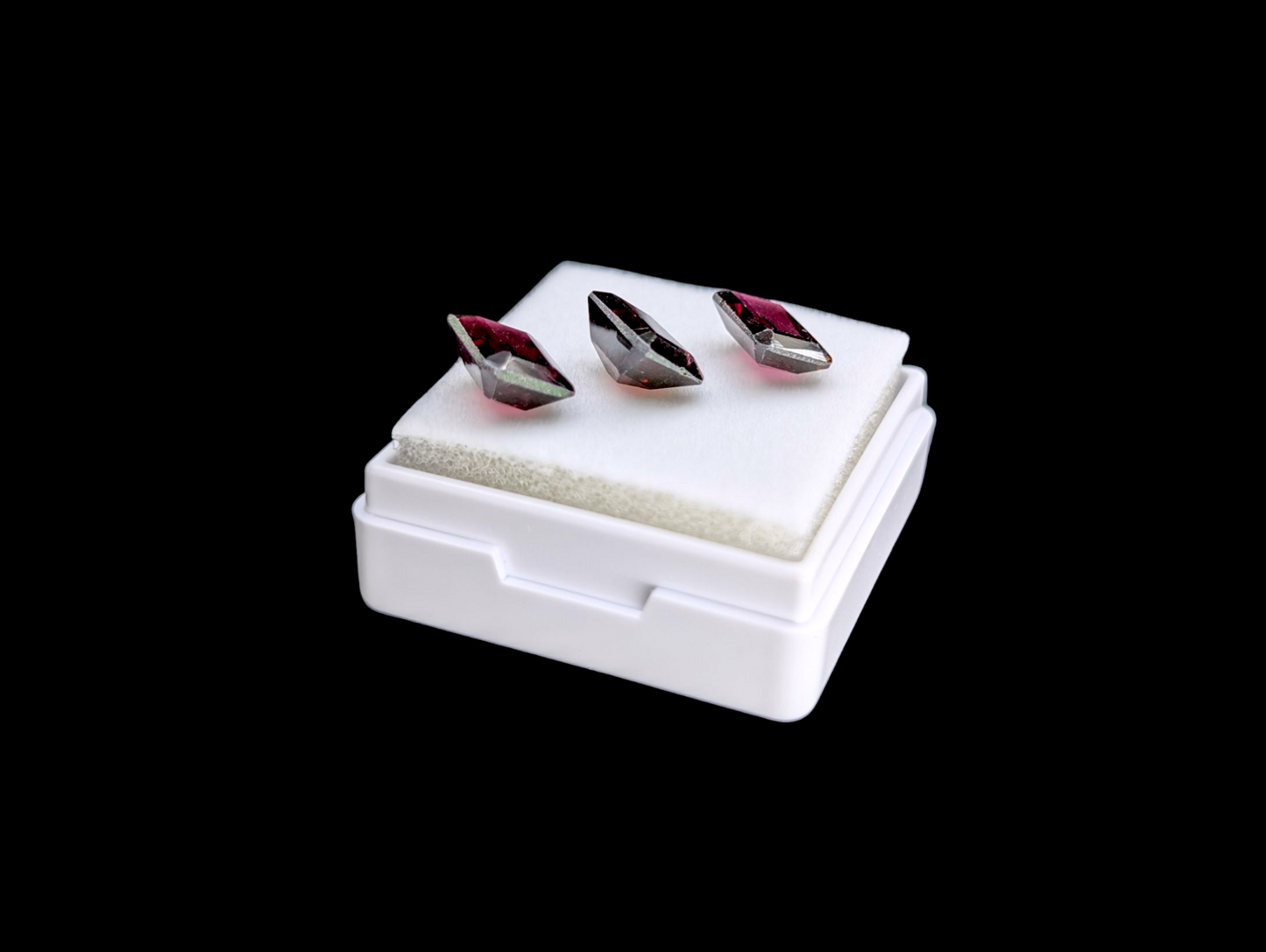 Matching 3 Piece Set Genuine Rhodolite Garnet Emerald Cut 6 + Carats Loose Gemstone