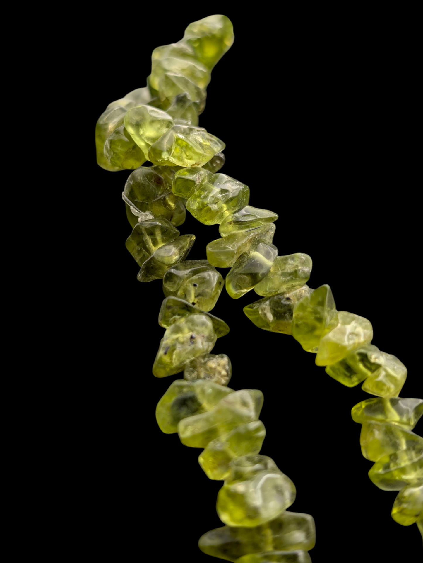 Vintage Continuous Single Strand Earth Mined Genuine Peridot Tumbled Polished Chip Necklace