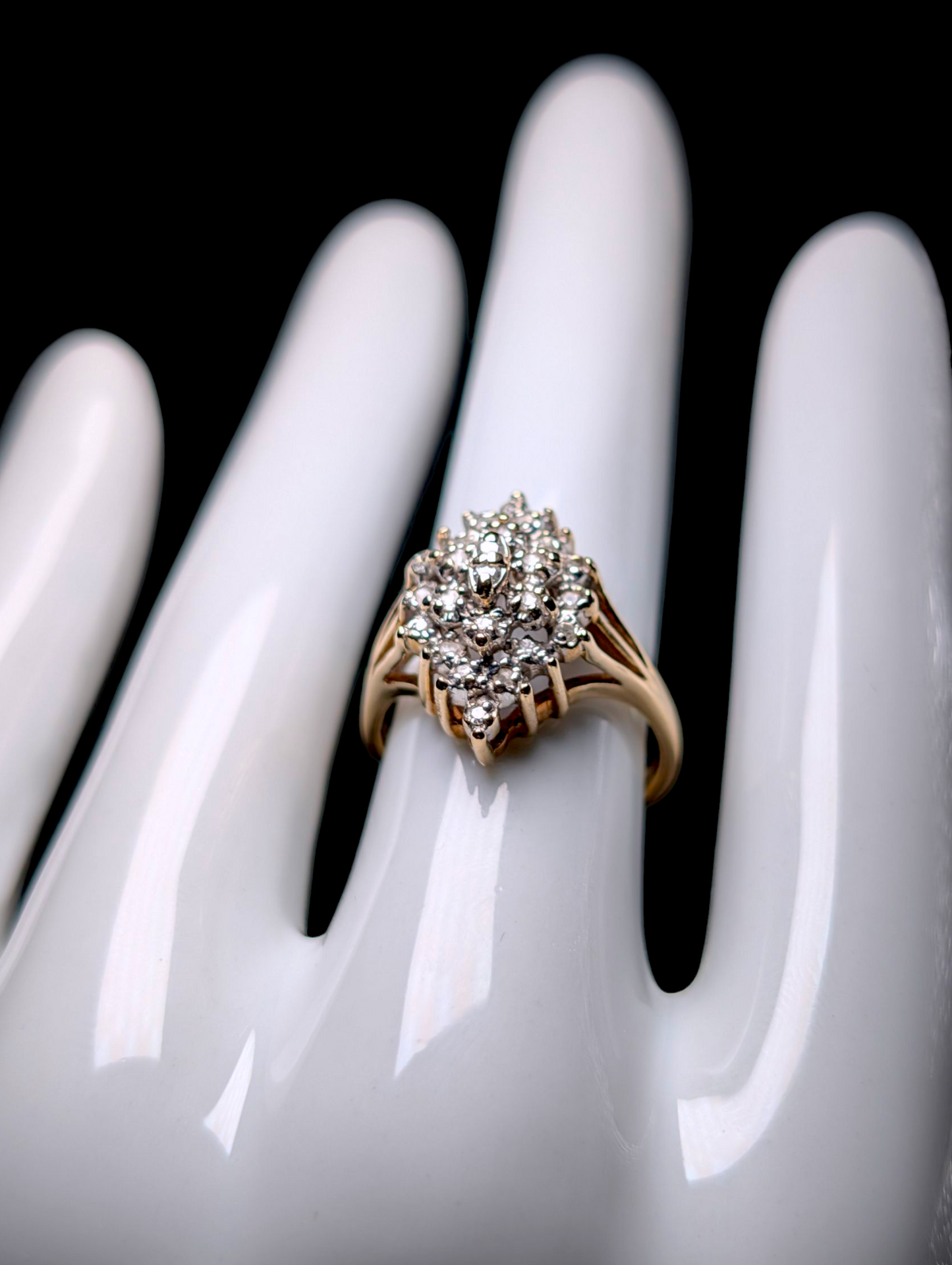 Vintage Designer Richard Klein Earth Mined Genuine Diamond 10k Yellow Gold Engagement Ring