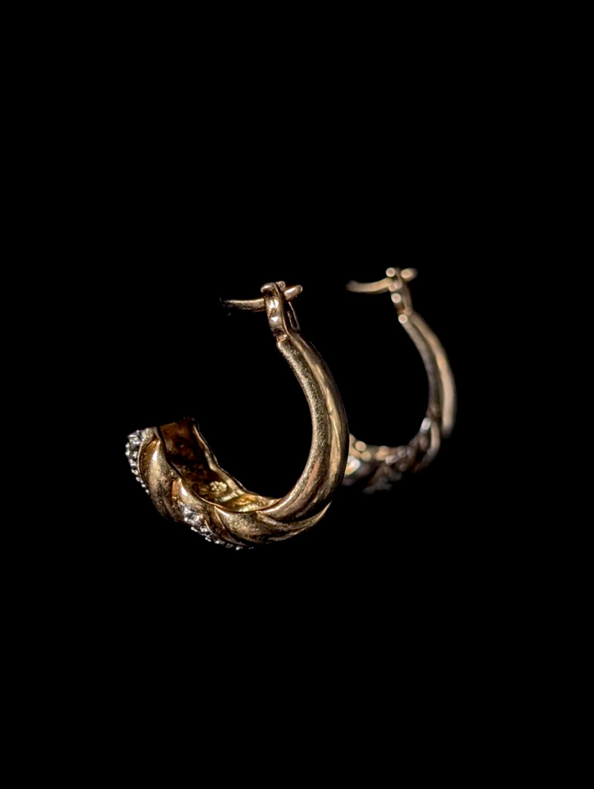 Vintage Genuine Diamond Accented 18k Gold over Sterling Huggie Earrings