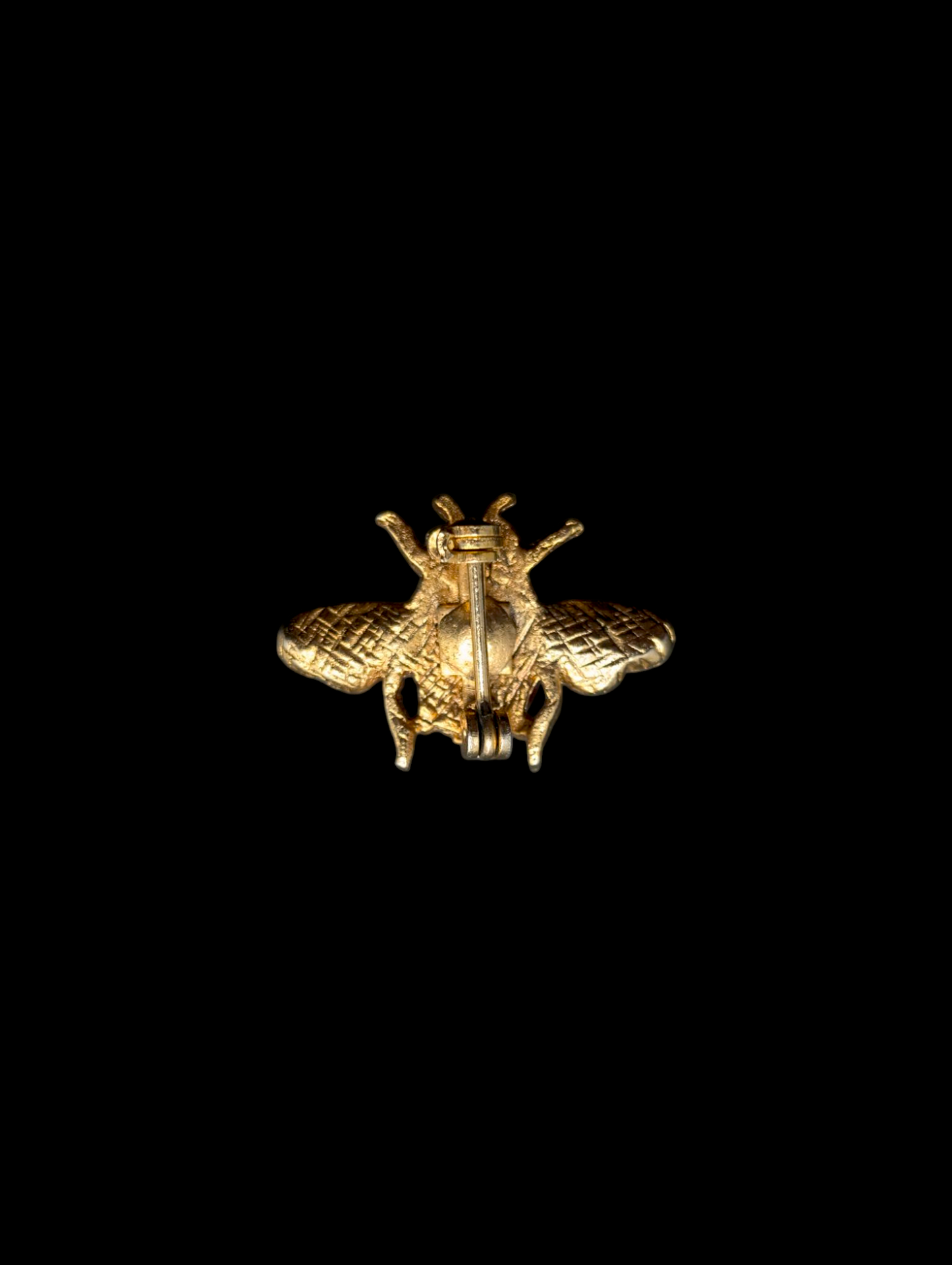 Vintage Gold Toned Simulated Pink Star Sapphire Insect Bug Brooch Pin